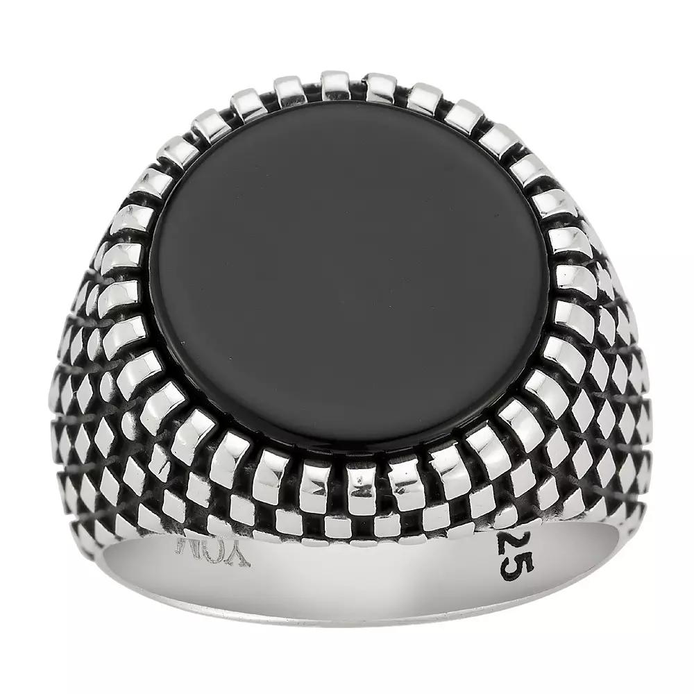 Menster Sterling Silver Black Onyx Oxidized Signet Ring, Mens Product Image