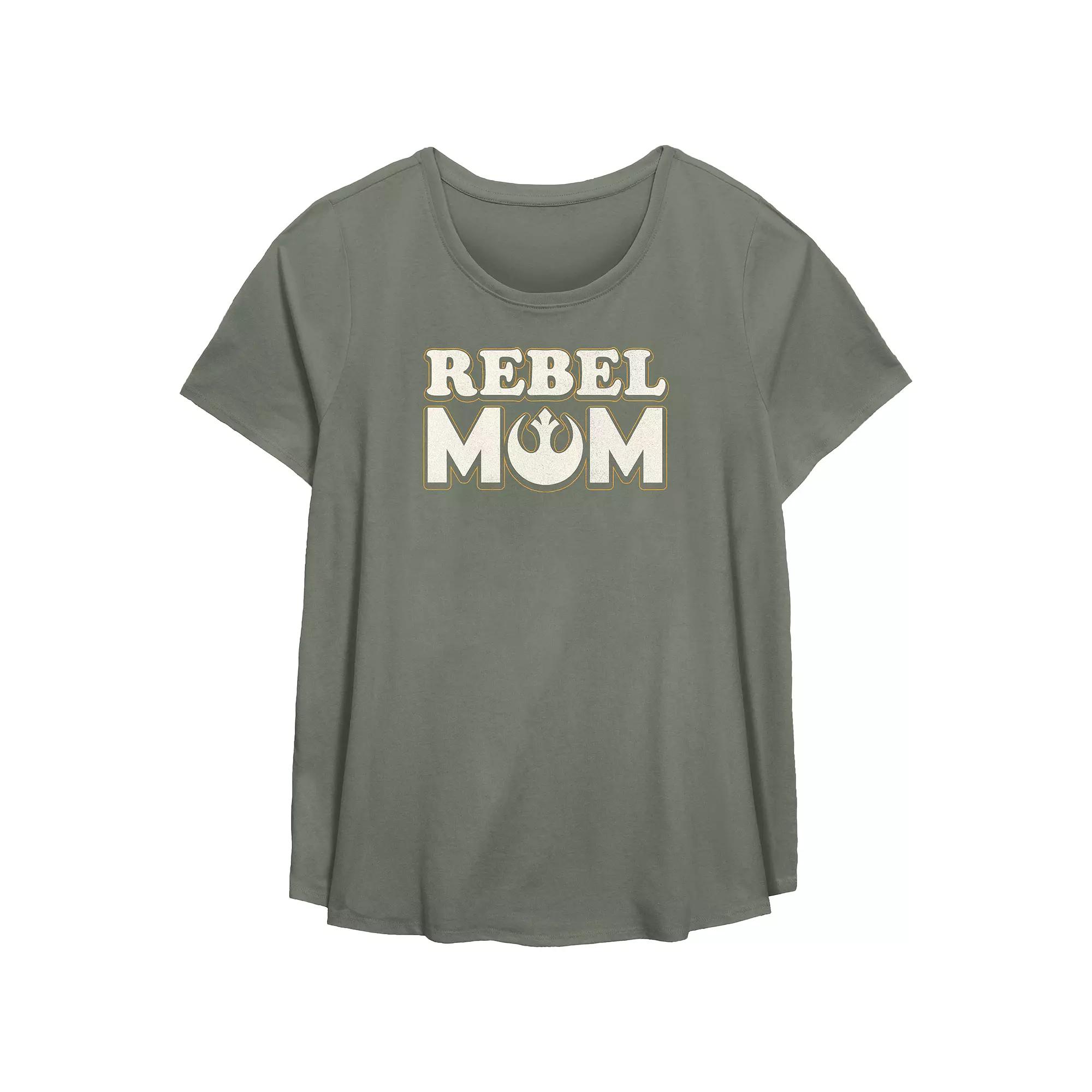 Plus Size Star Wars Rebel Mom Scoop Hem Flowy Graphic Tee, Women's, Size: 1XL, Green Product Image