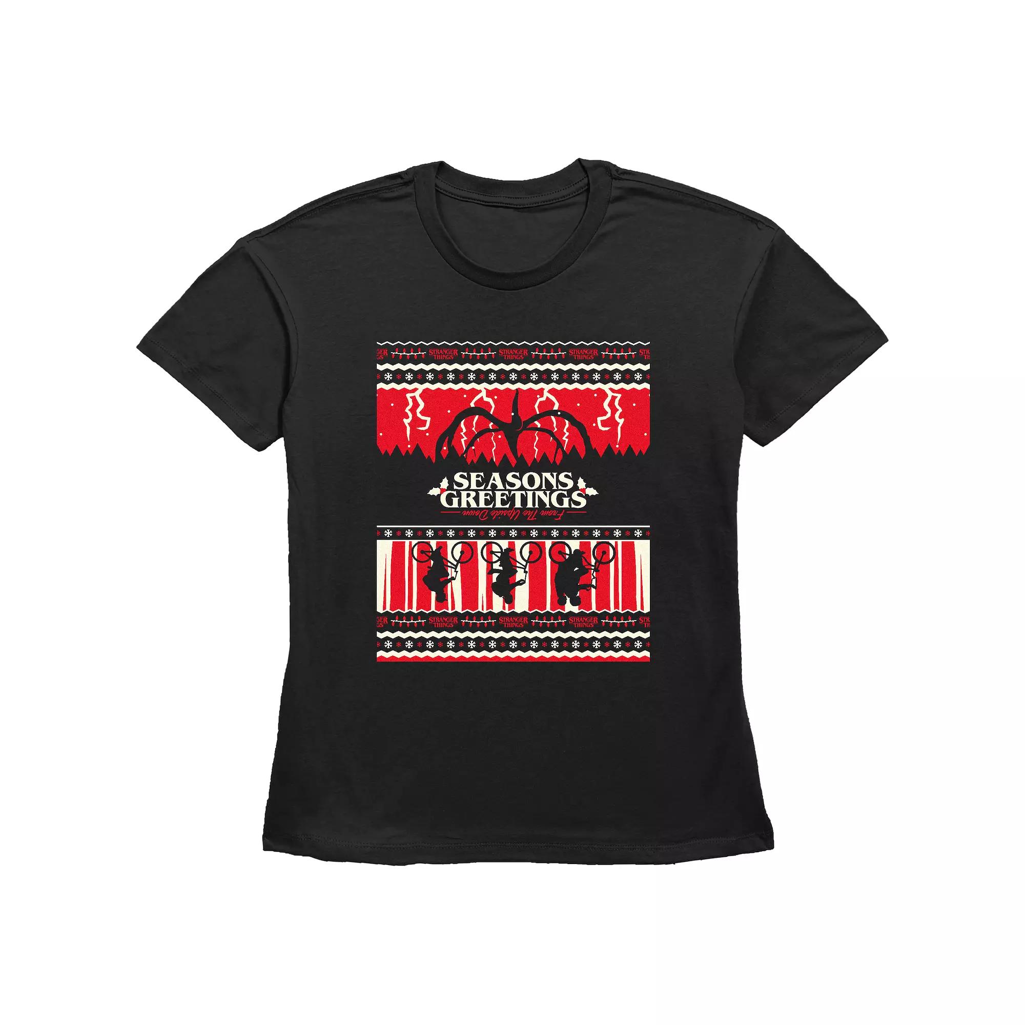 Women's Stranger Things Season's Greeting From The Upside Down Graphic Tee,  Product Image