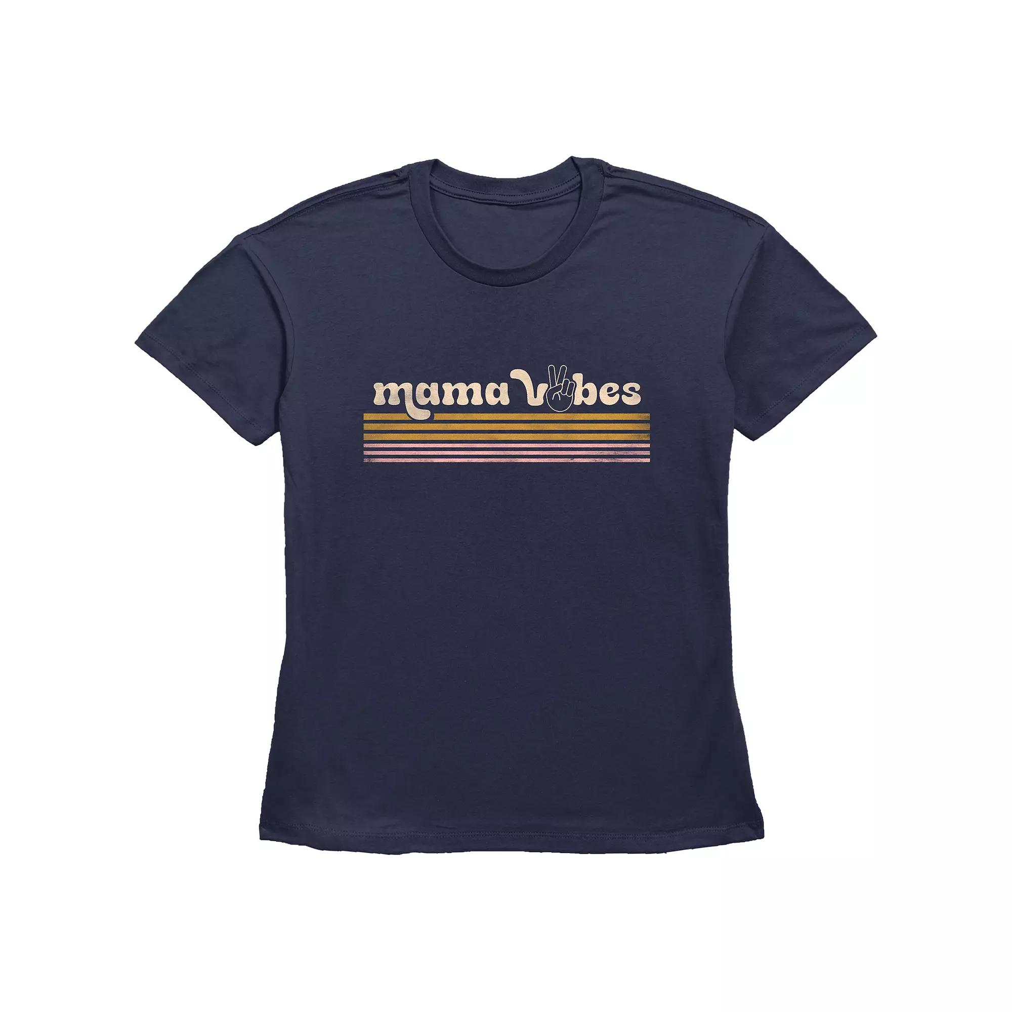 Women's Mama Vibes Basic Fit Graphic Tee, Size: XXL, Blue Product Image