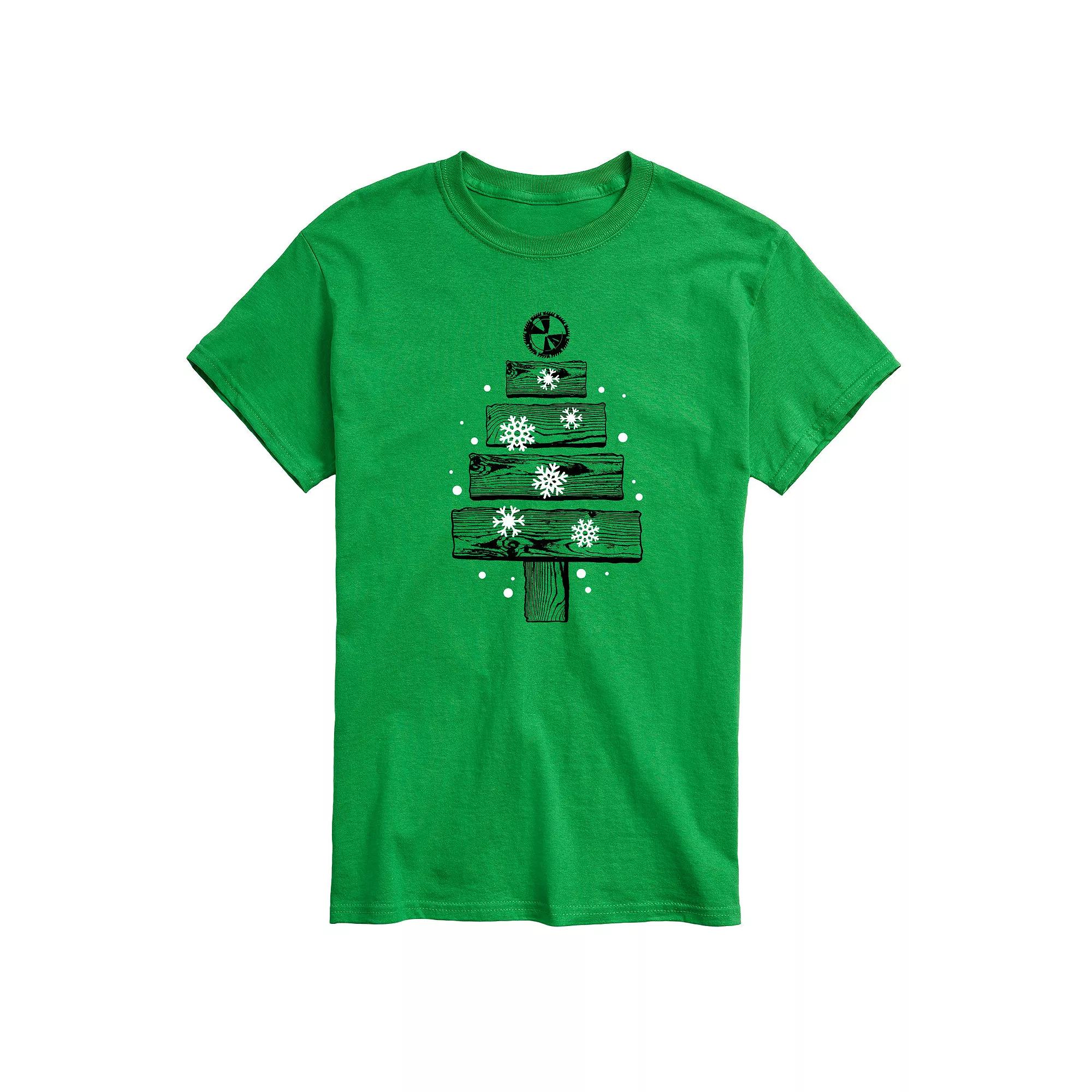 Men's Wood Planks Christmas Tree Graphic Tee,  Product Image