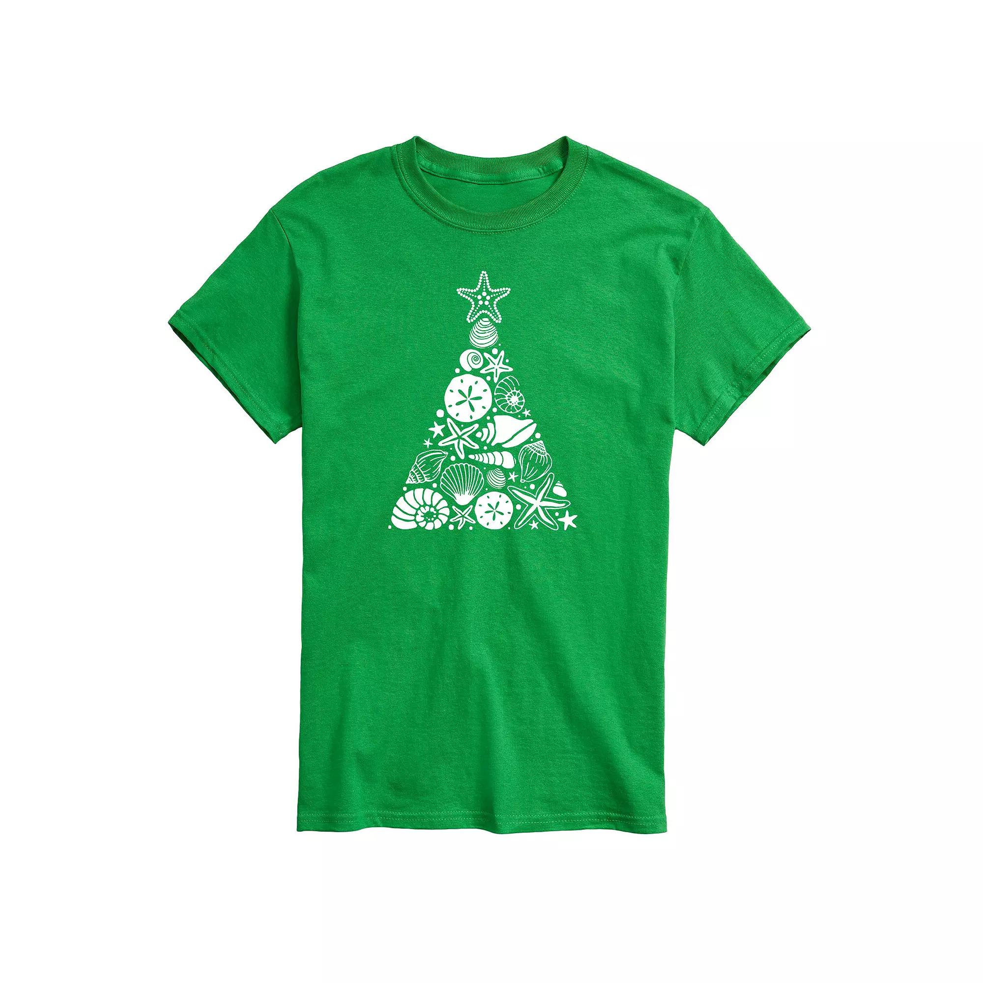 Big & Tall Sea Shell Christmas Tree Graphic Tee, Men's,  Product Image