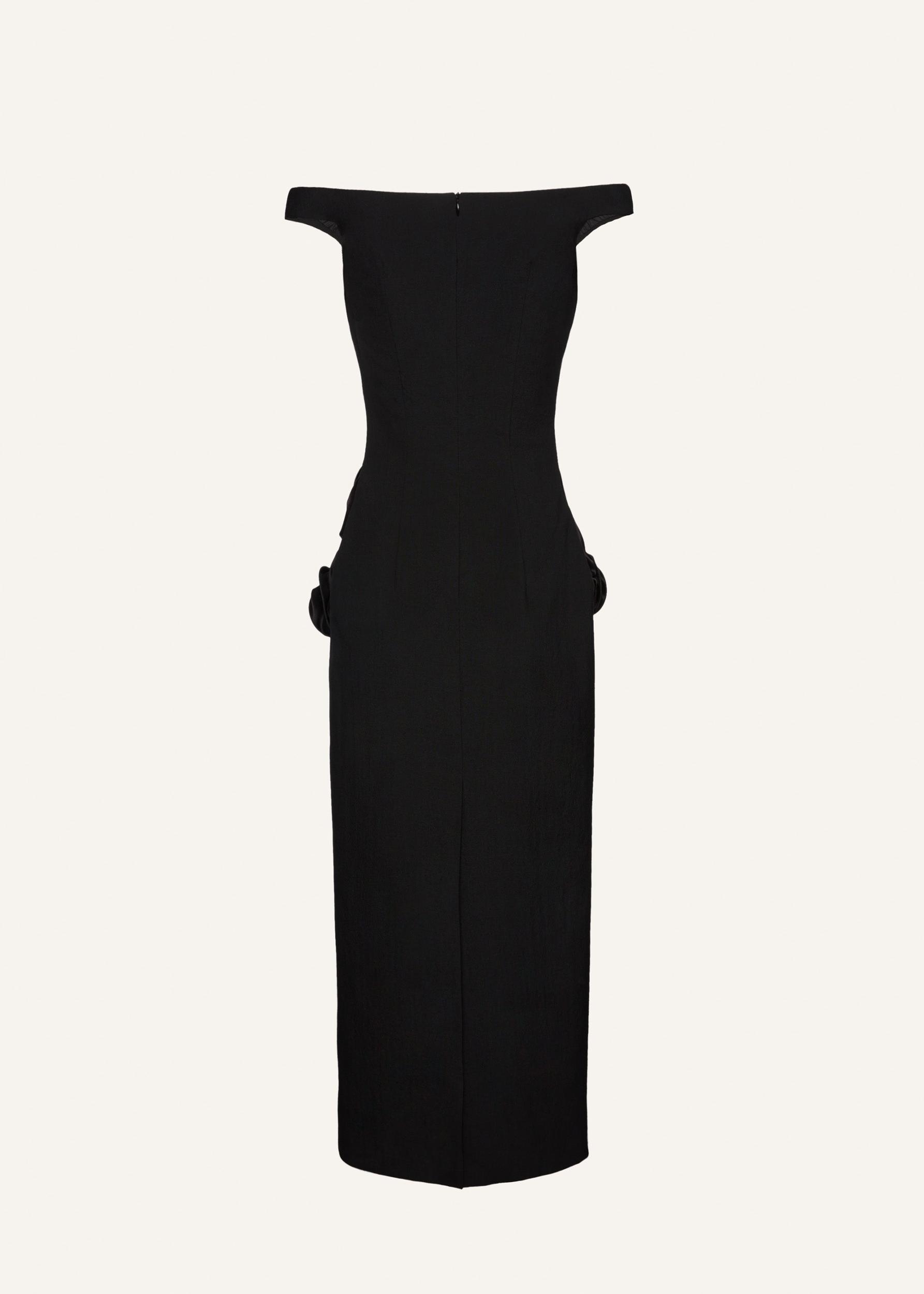 Floral side cut out midi dress in black Product Image