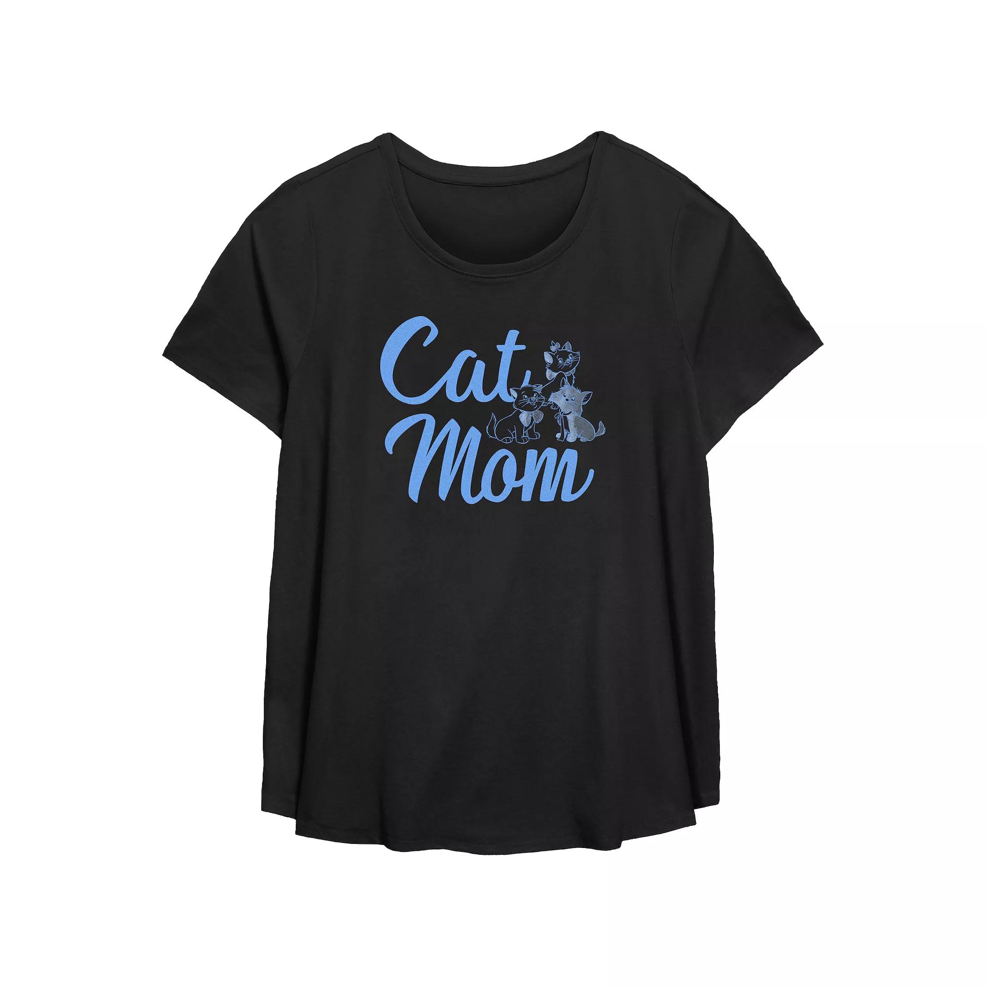 Disney's The Aristocats Plus Size Cat Mom Scoop Hem Flowy Graphic Tee, Women's, Size: 3XL, Black Product Image