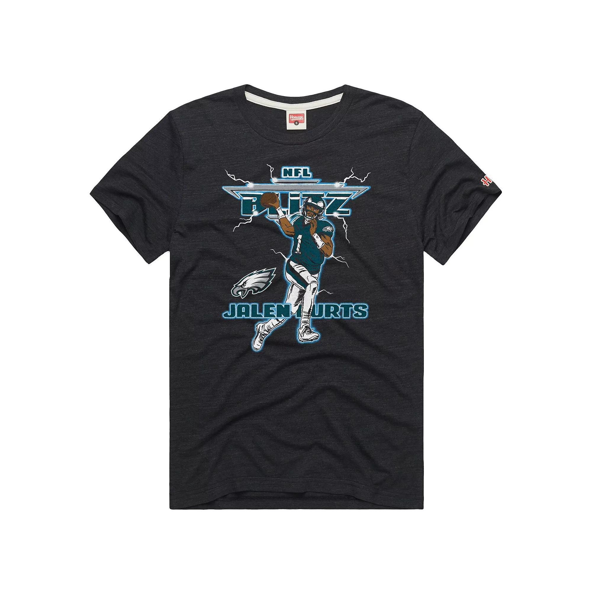 Men's Homage Jalen Hurts Charcoal Philadelphia Eagles NFL Blitz Player Tri-Blend T-Shirt, Size: Large Product Image