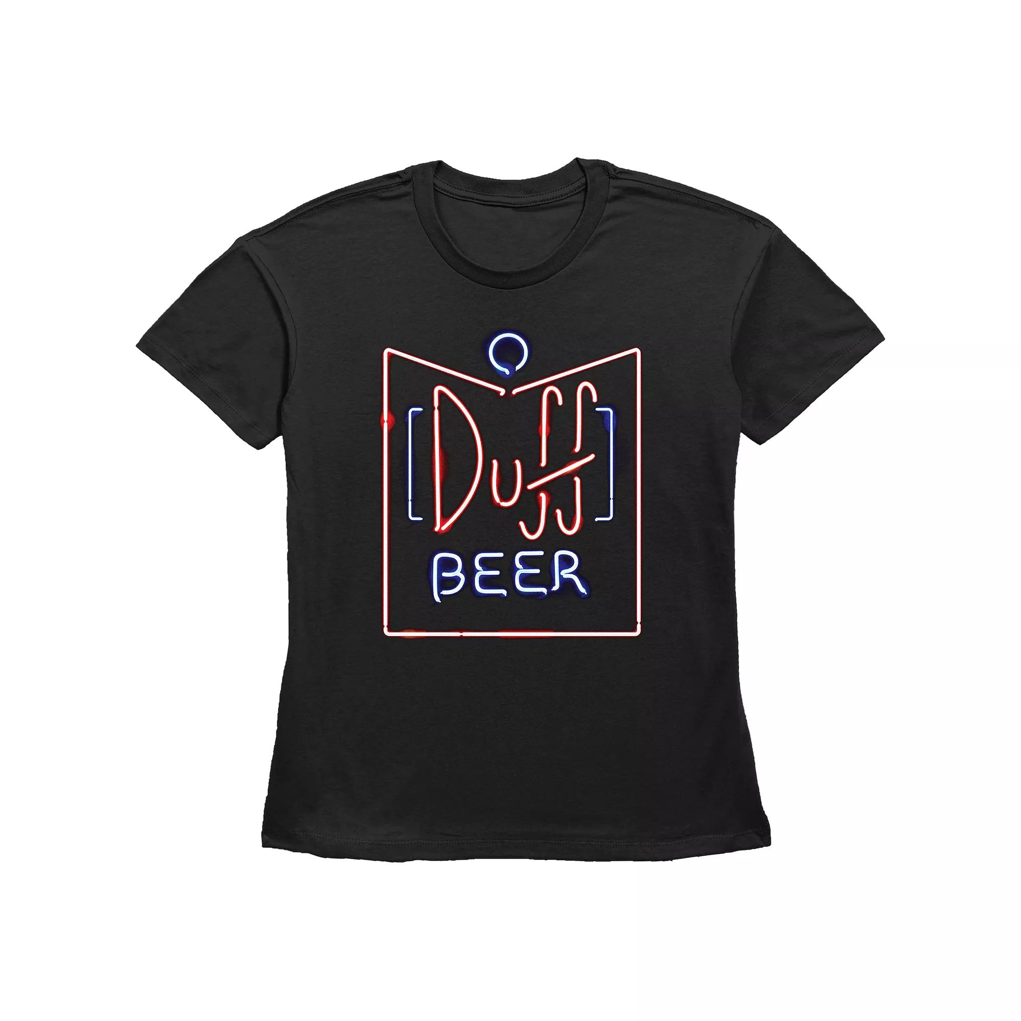 Women's The Simpsons Duff Bear Glowing Sign Basic Fit Graphic Tee, Girl's,  Product Image