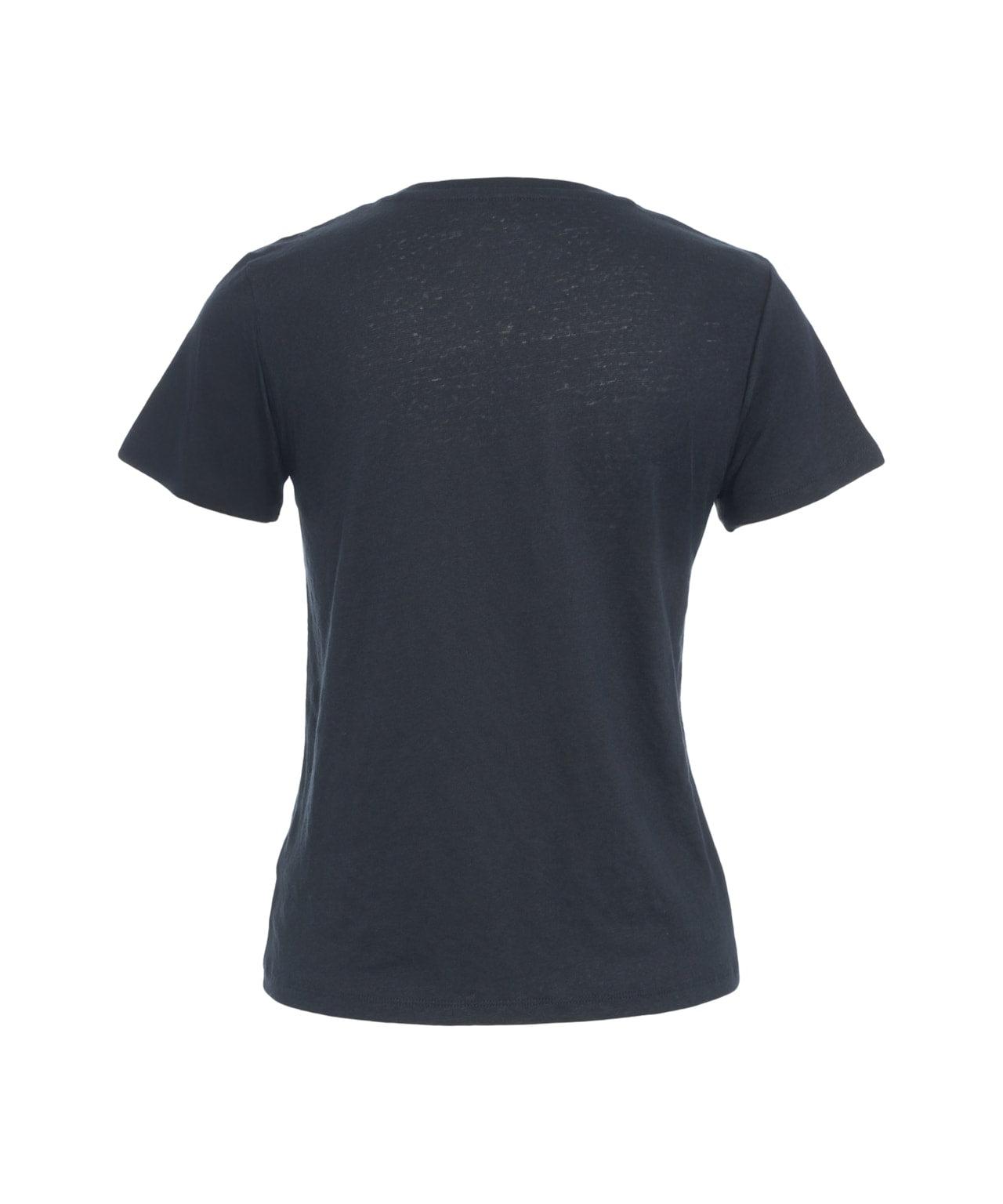 Linen T-shirt with V-neck Product Image