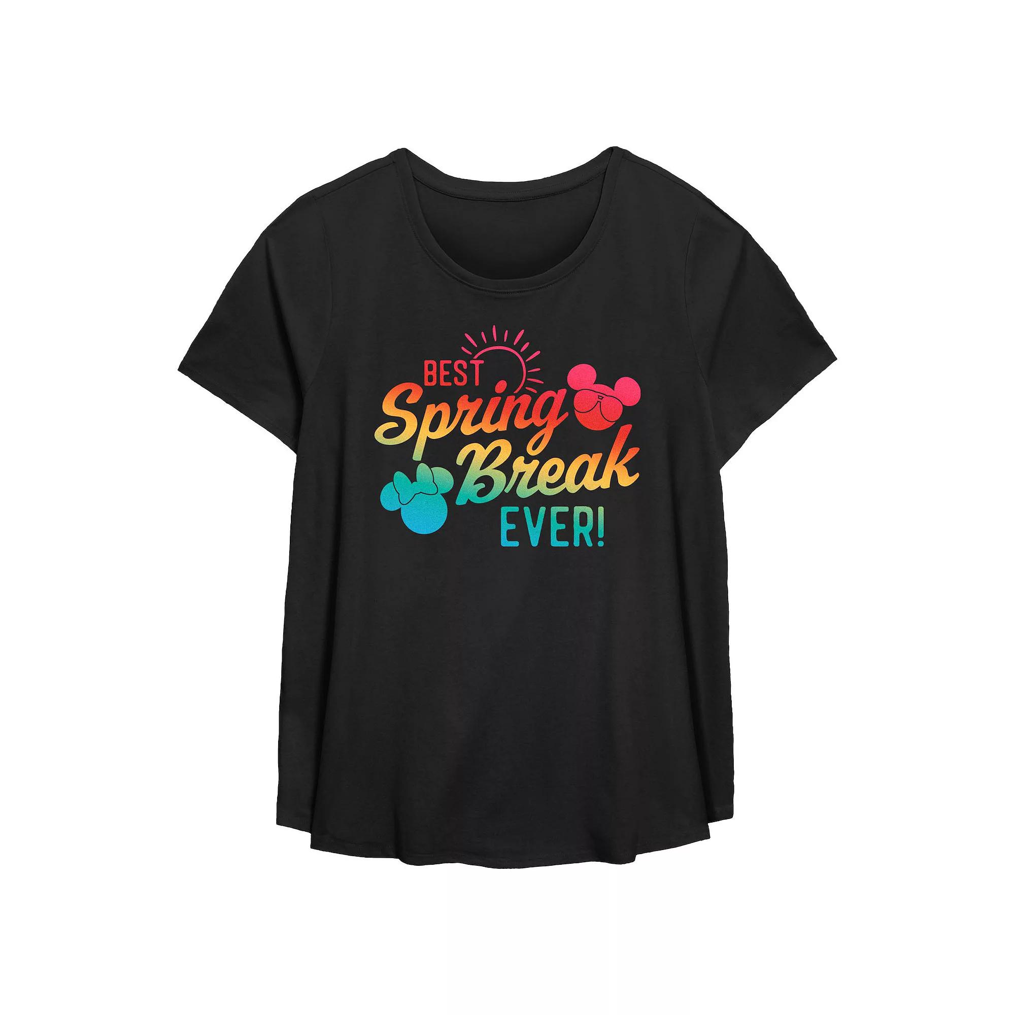 Disney's Mickey Mouse Best Spring Break Ever Plus Size Flowy Graphic Tee, Women's, Size: 4XL, Black Product Image