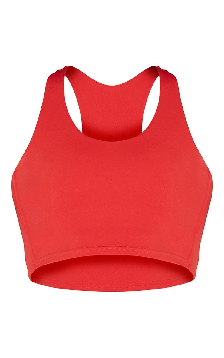  Red Sculpt Double Layer Padded Contrast Binding Sports Bra Product Image
