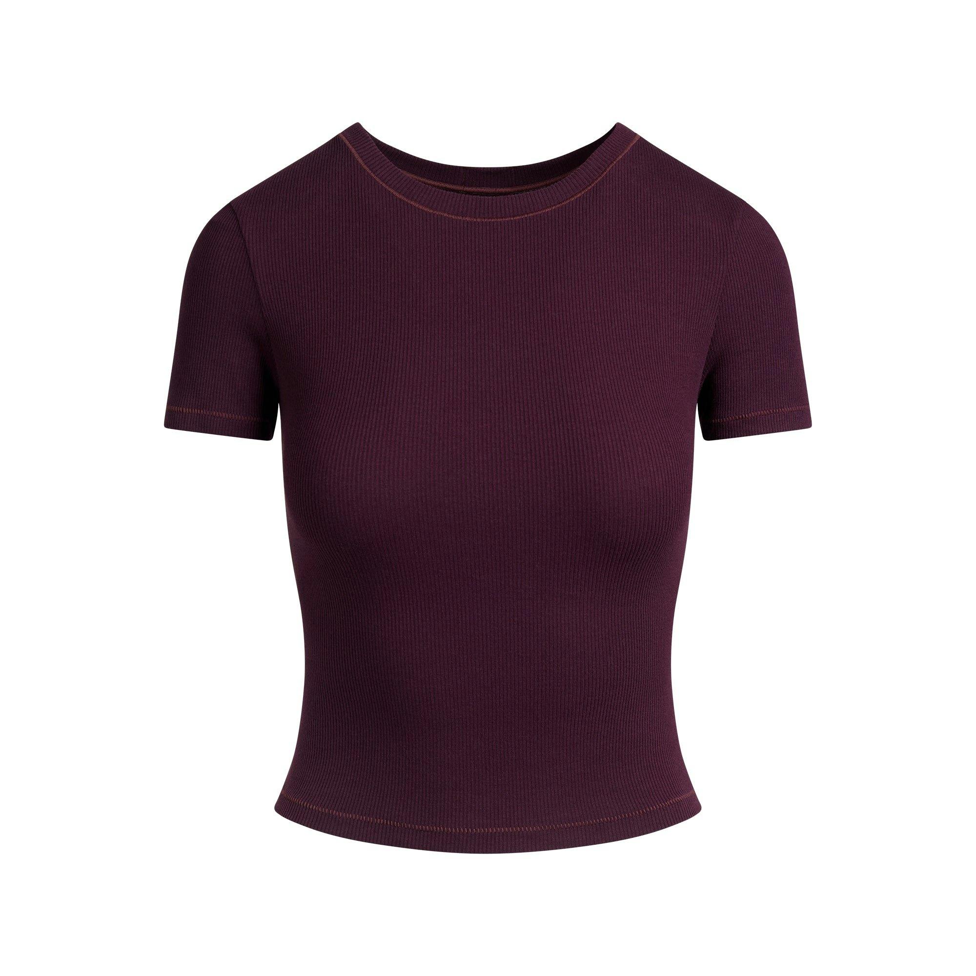 COTTON RIB T-SHIRT | CURRANT Product Image