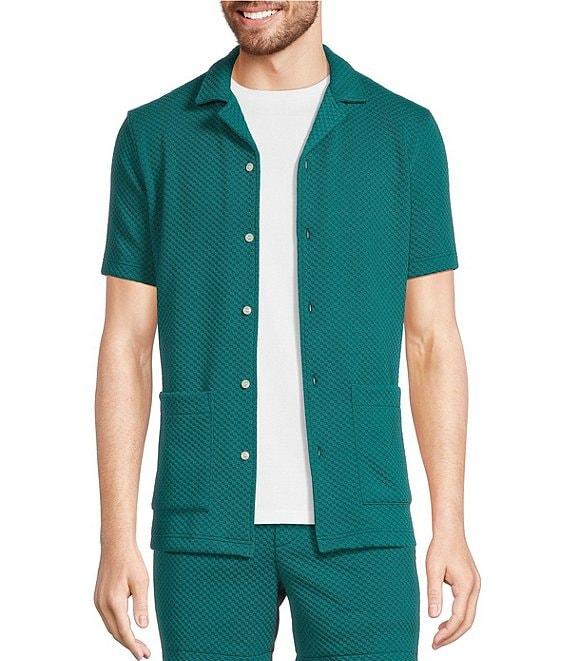 Murano Slim Fit Dual Pocket Textured Short Sleeve Woven Camp Shirt Product Image
