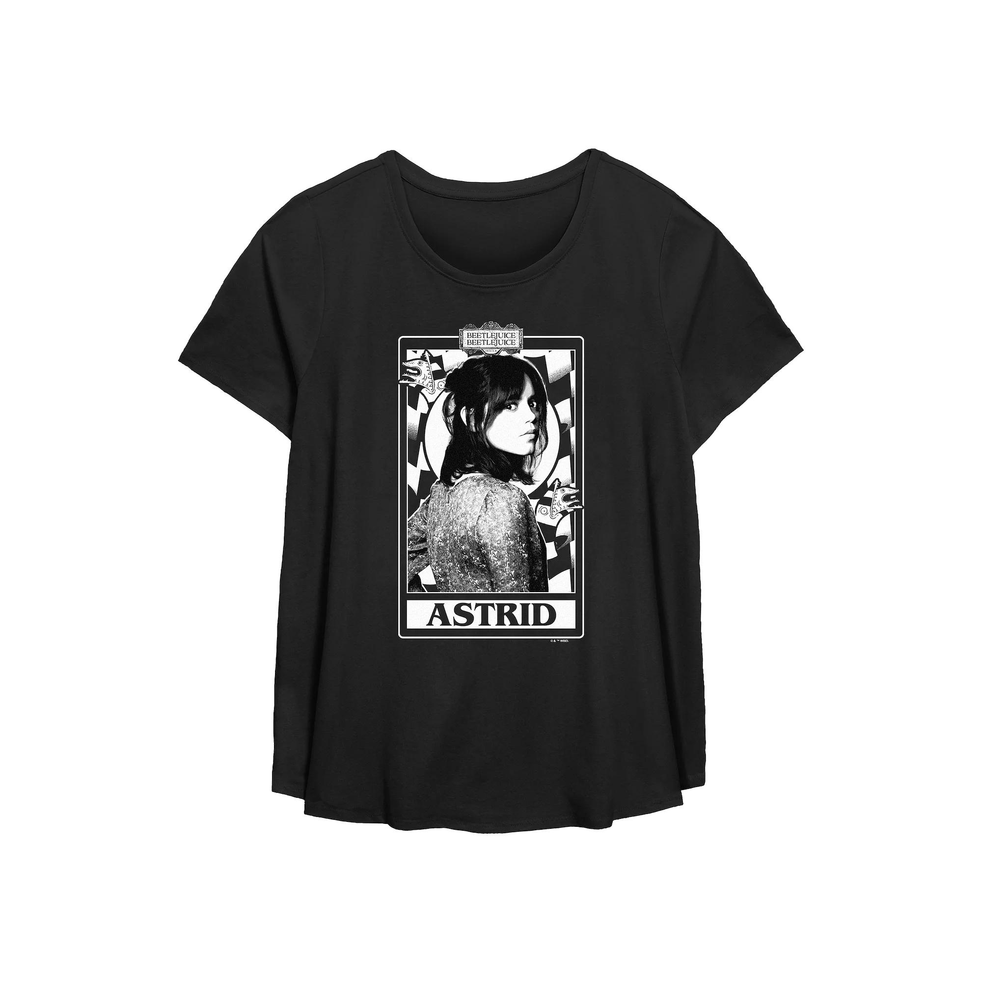 Plus Size Beetlejuice 2 Astrid Card Flowy Graphic Tee, Women's, Size: 1XL, Black Product Image