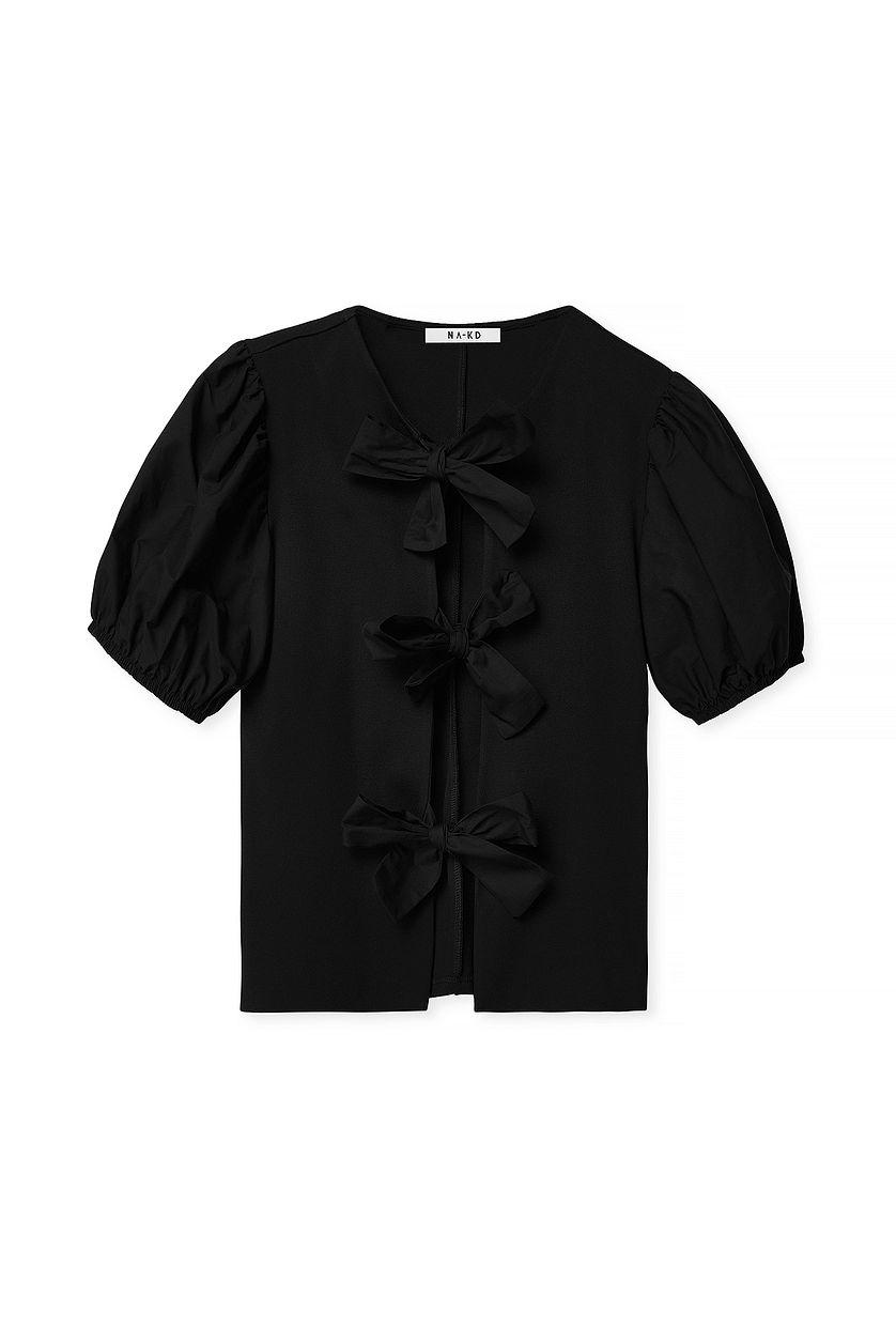 Puff Sleeve Tie Top Product Image