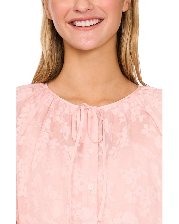 Elbow Sleeve Open Collar Blouse Product Image