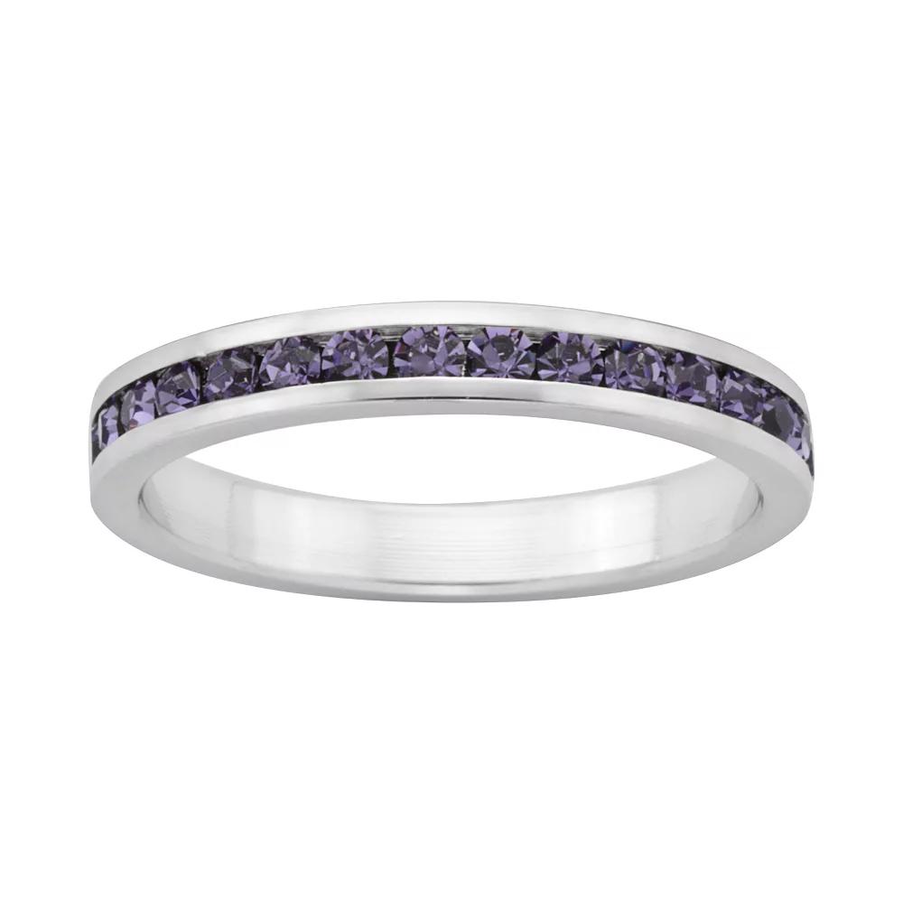 Sterling Silver Purple Crystal Eternity Ring, Women's,  Product Image