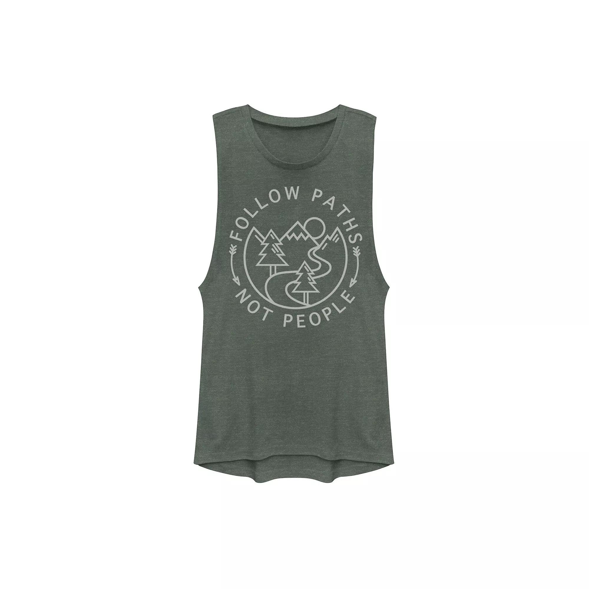 Juniors' Follow Paths Not People Outdoors Circle Graphic Muscle Tank Top, Girl's,  Product Image