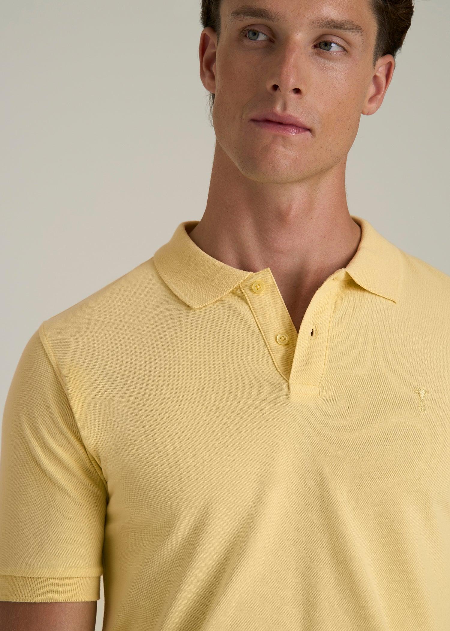 Classic Polo with Embroidered Logo for Tall Men in Lemon Drop Male Product Image