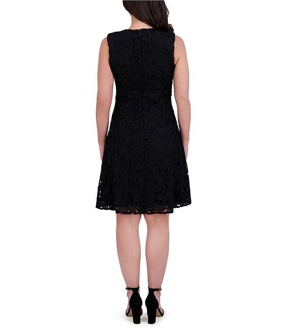 Kensie Lace Knit Halter Neck Sleeveless Open Front Fit & Flare Dress Product Image