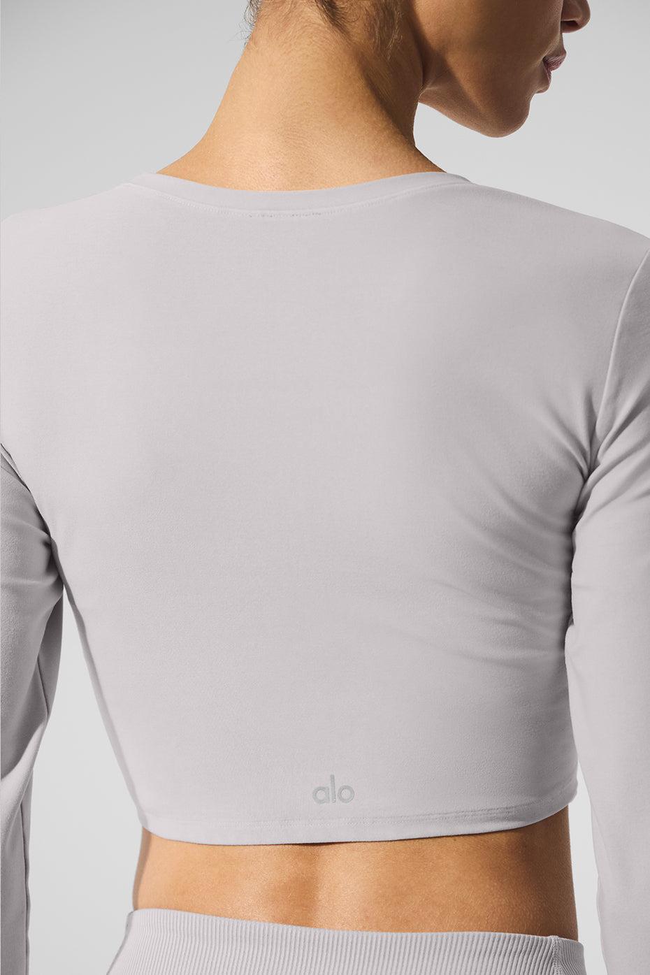 Washed Alosoft Crop Finesse Long Sleeve - Grey Sky Wash Product Image