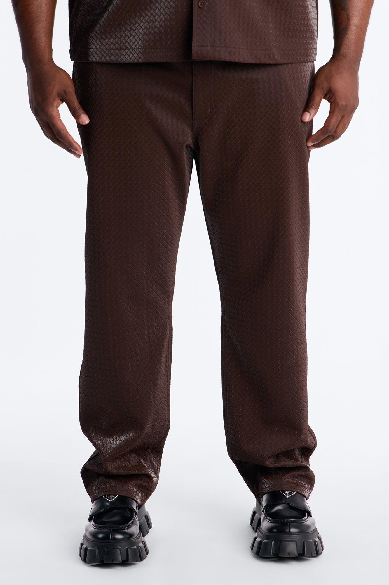 Straight Tisse Textured Faux Leather Pant - Brown Product Image