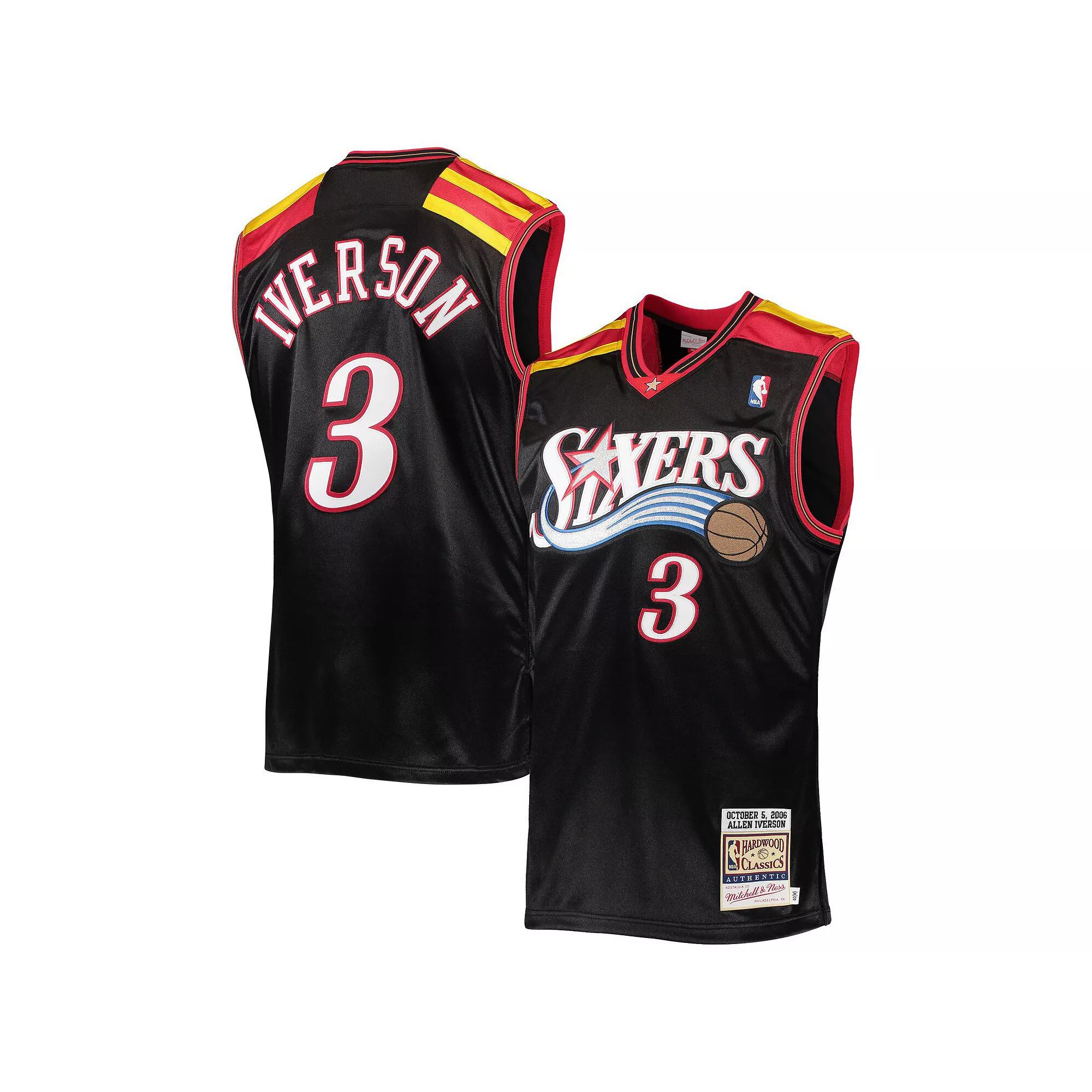Men's Mitchell & Ness Allen Iverson Black Philadelphia 76ers Hardwood Classics Authentic 2006 Jersey, Size: 4XL, 76r Black Product Image