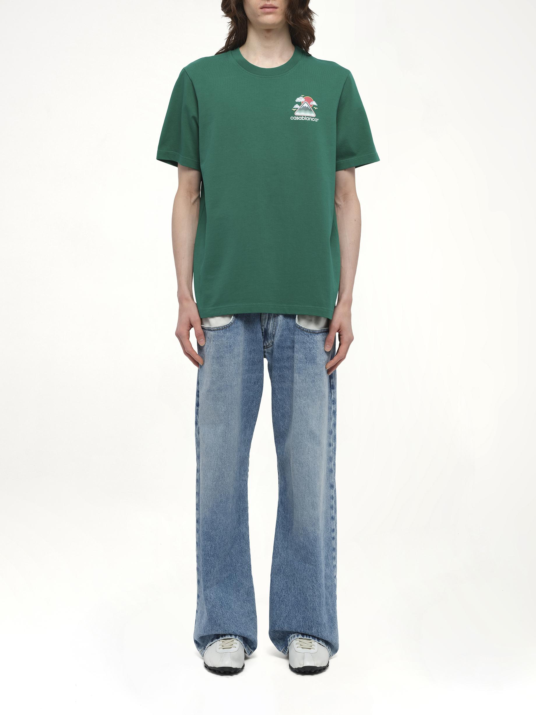 CASABLANCA Mens Montagne Ondulee Brand-print Cotton-jersey T-shirt In Green Product Image