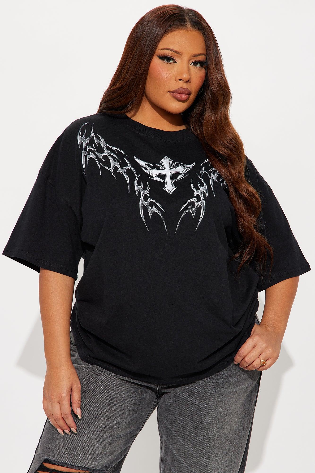 Edgy Cross Tee - Black Female Product Image