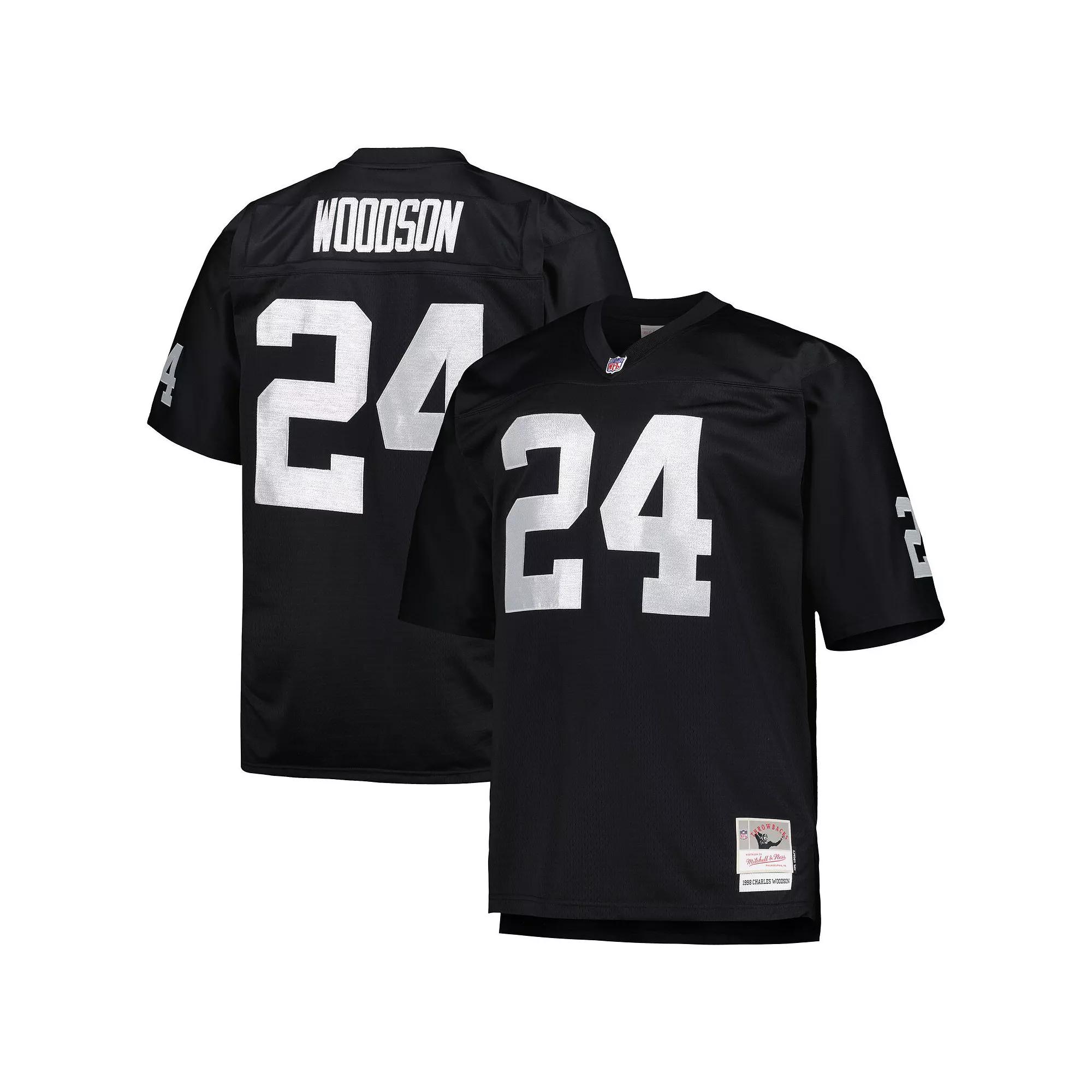 Men's Mitchell & Ness Charles Woodson Black Las Vegas Raiders Big & Tall 1998 Retired Player Replica Jersey,  Product Image