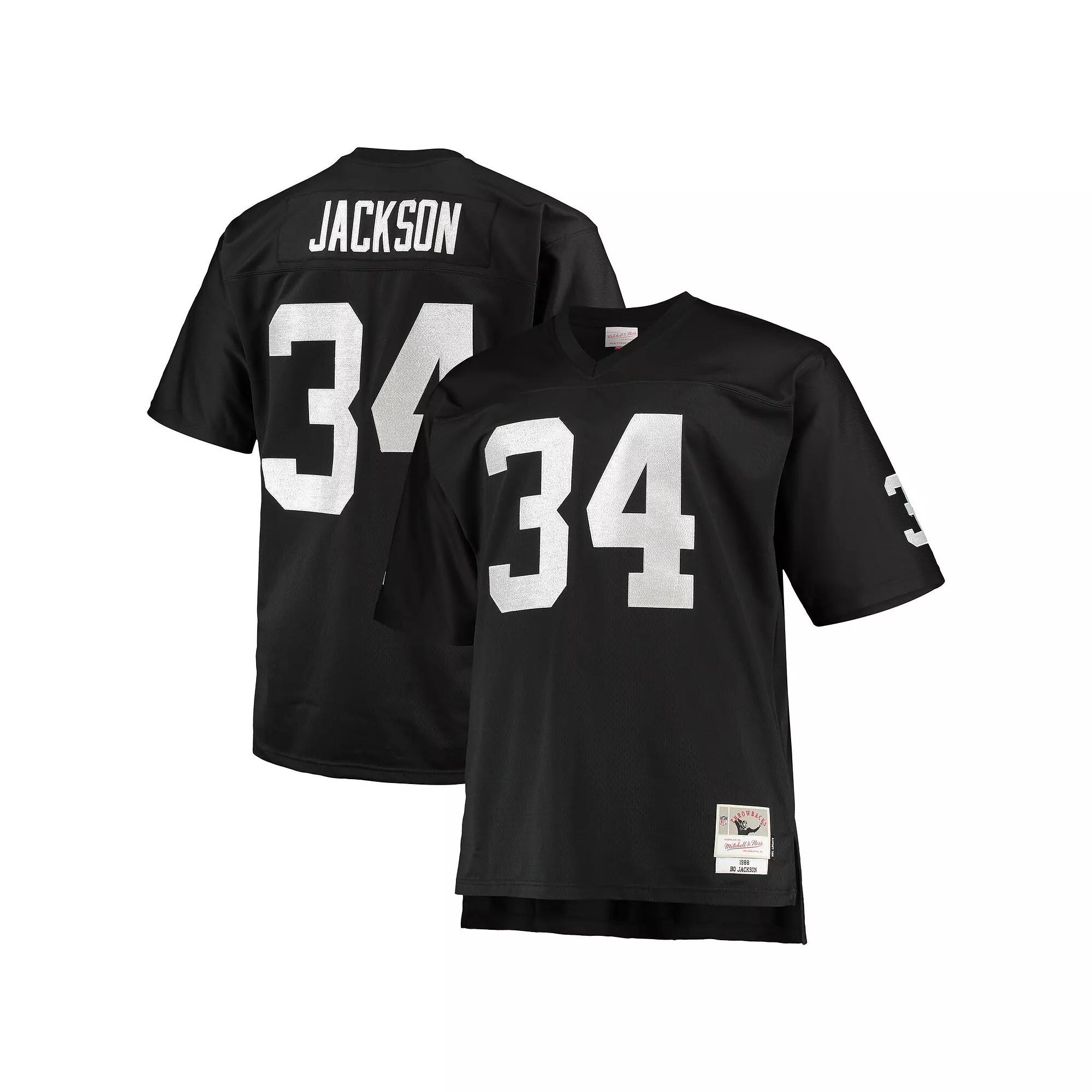 Men's Mitchell & Ness Bo Jackson Black Las Vegas Raiders Big & Tall 1988 Retired Player Replica Jersey,  Product Image