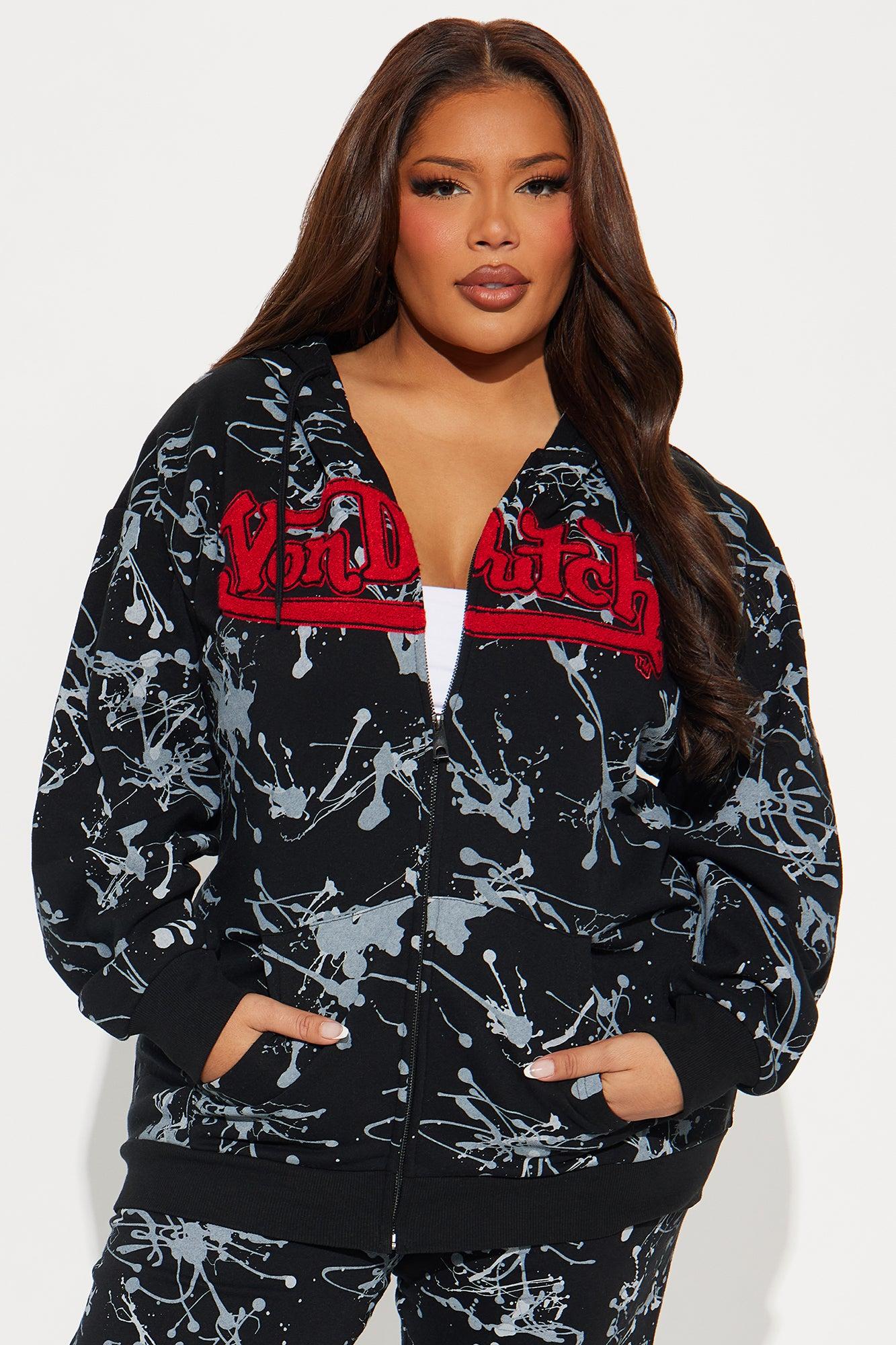 Von Dutch Abstract Zip Up Hoodie - Charcoal/combo Product Image