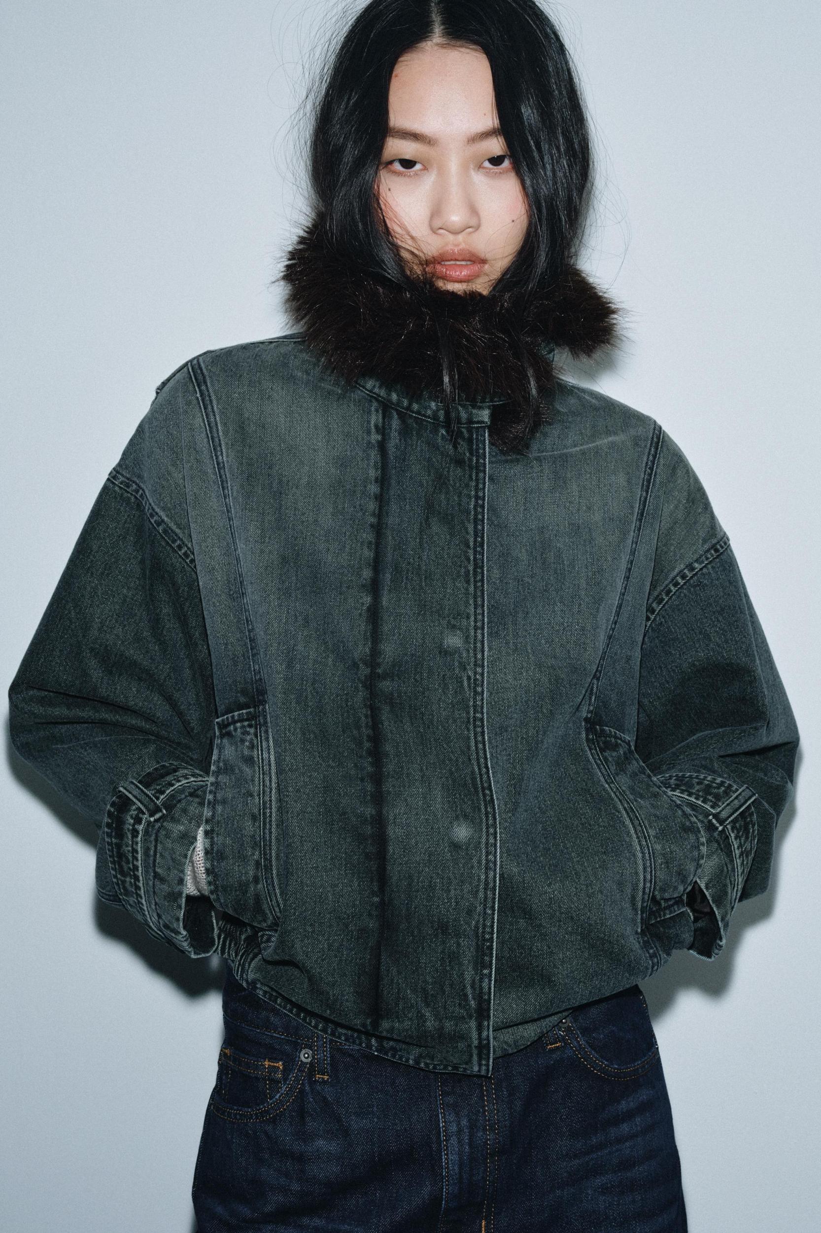 ZW COLLECTION DENIM BOMBER JACKET Product Image