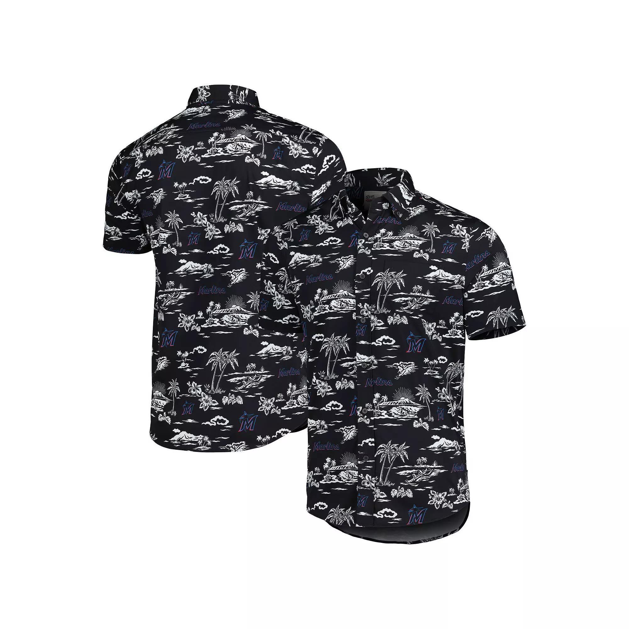 Men's Reyn Spooner Black Miami Marlins Kekai Performance Button-Up Shirt, Size: Large Product Image