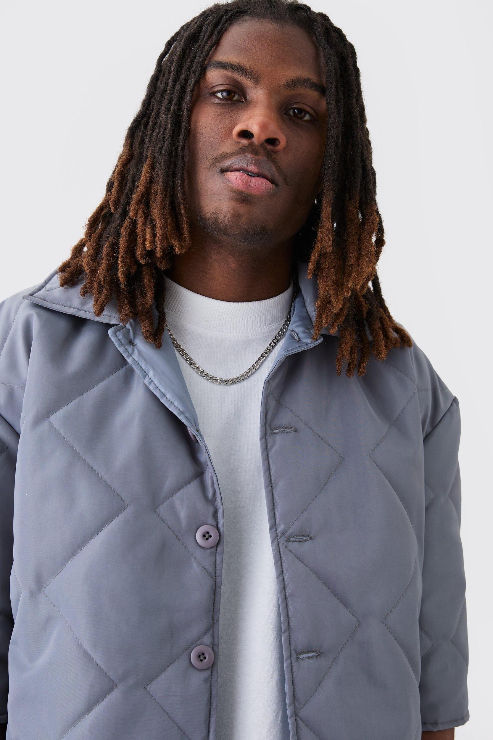 Oversized Short Sleeve Quilted Shirt | boohooMAN USA Product Image