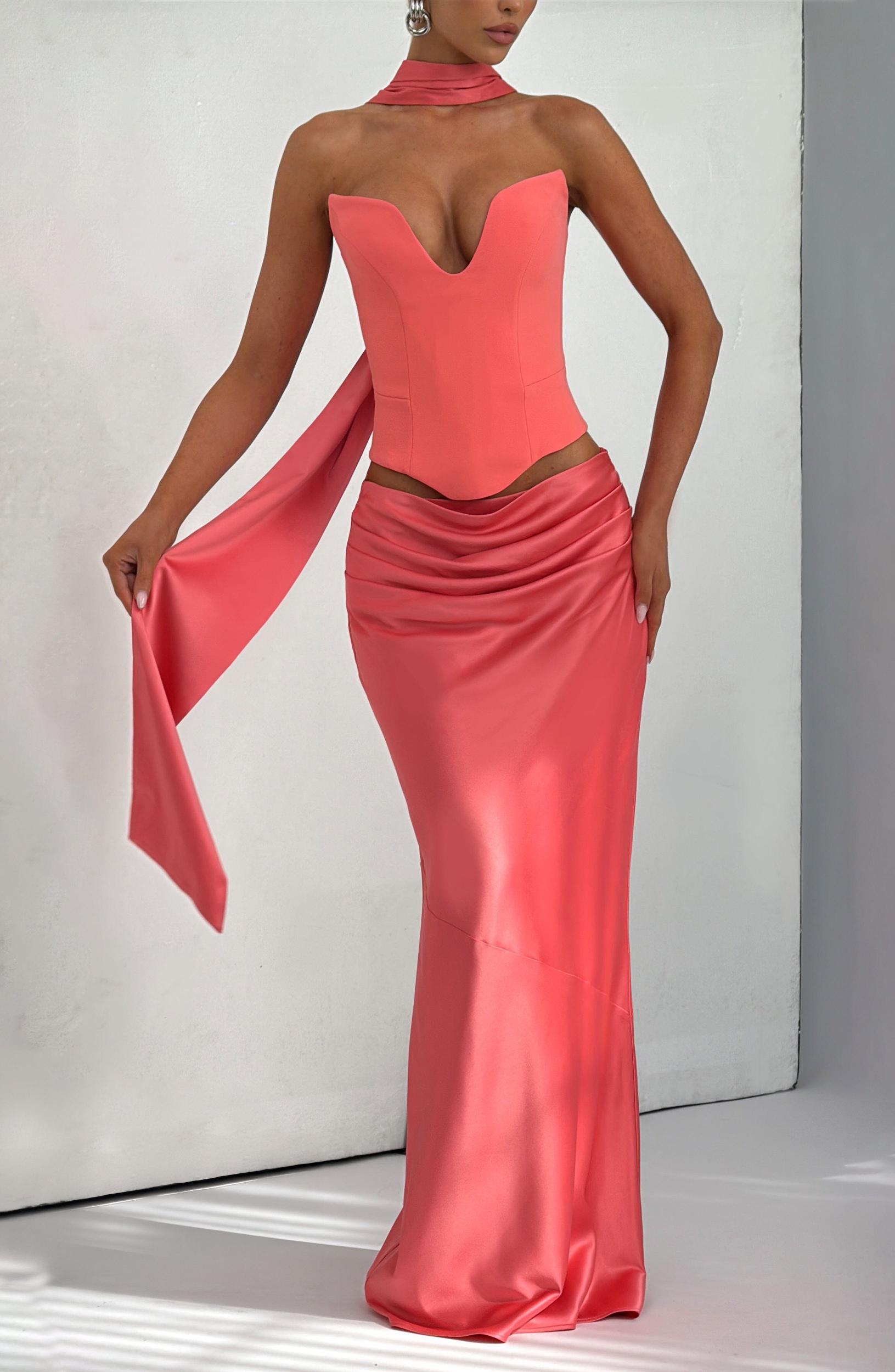Bernadette Maxi Skirt - Coral Pink Product Image