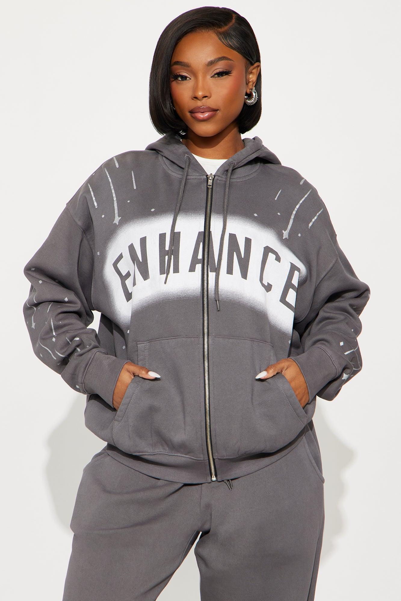 Enhance Vibe Washed Fleece Pant Set - Black Female Product Image