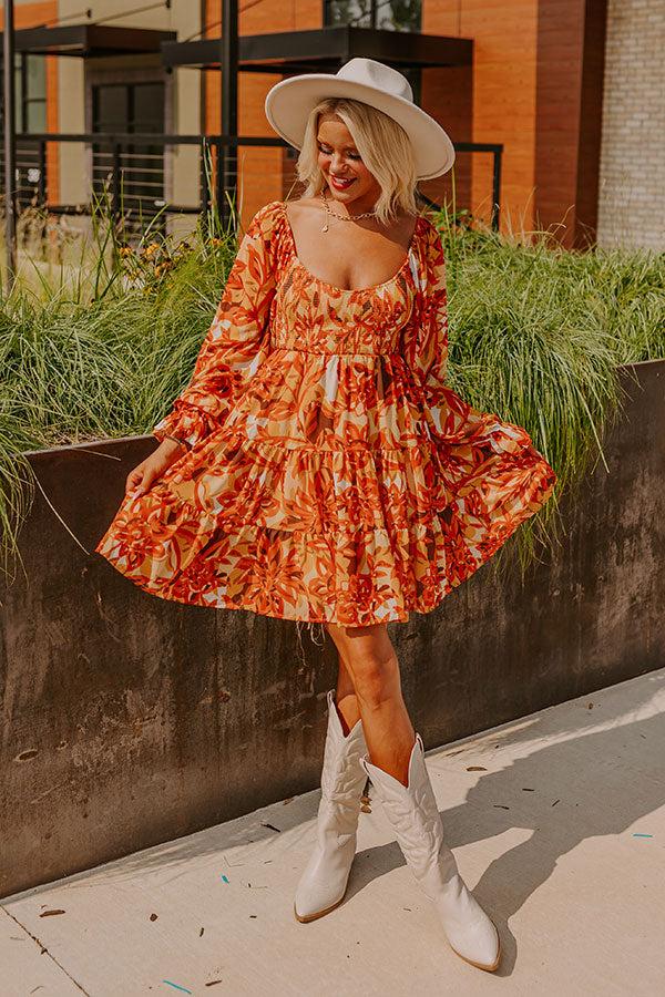 Fall Foliage Smocked Mini Dress Product Image