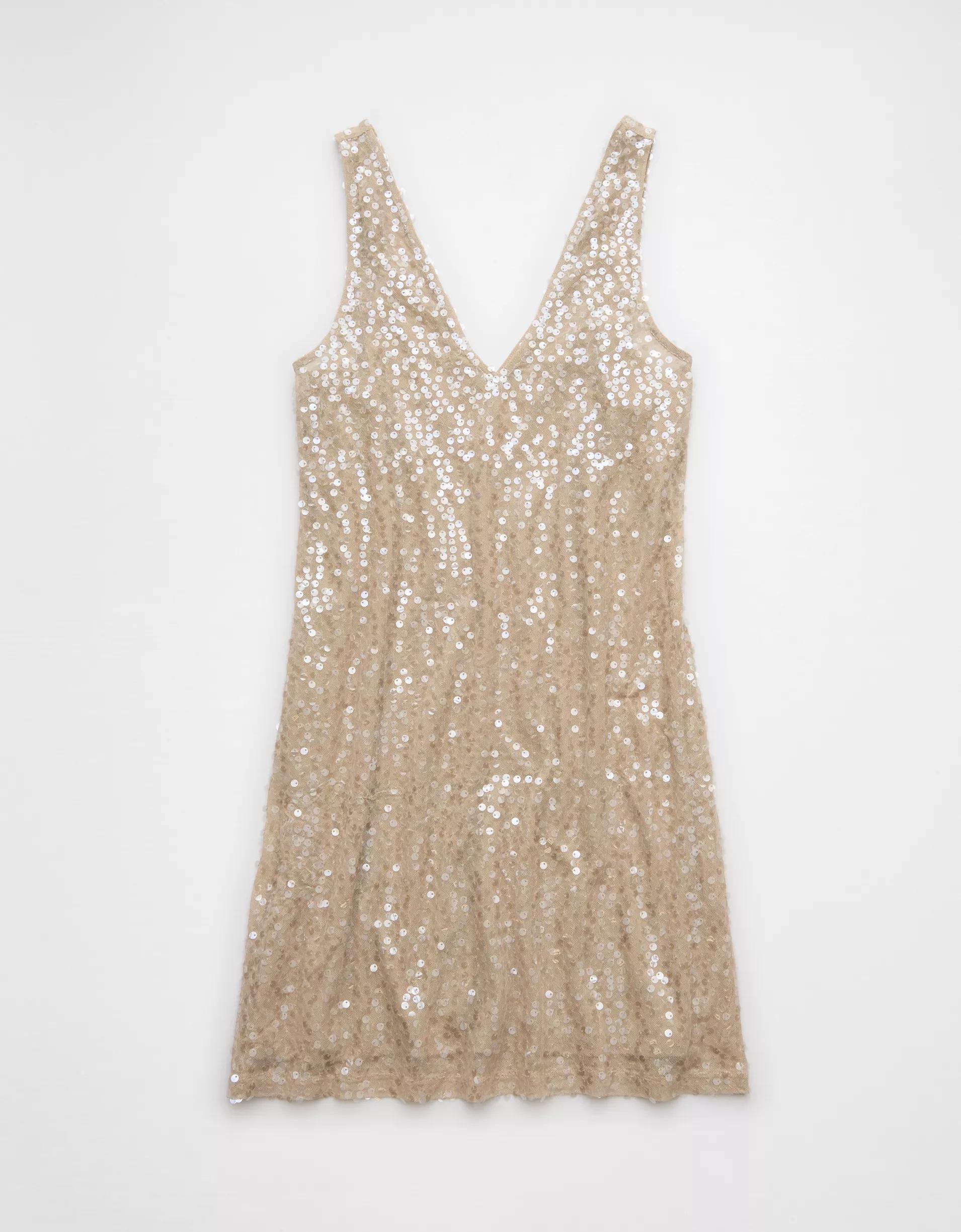 AE Sequin V-Neck Mini Slip Dress Product Image