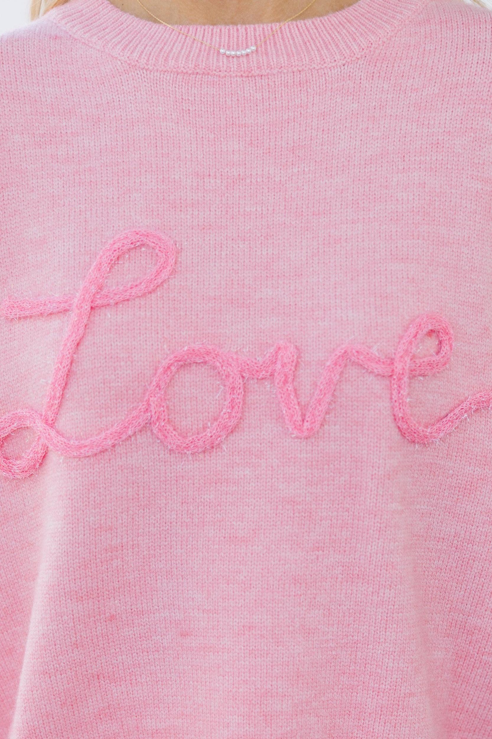 With Love Pink Script Sweater Female Product Image