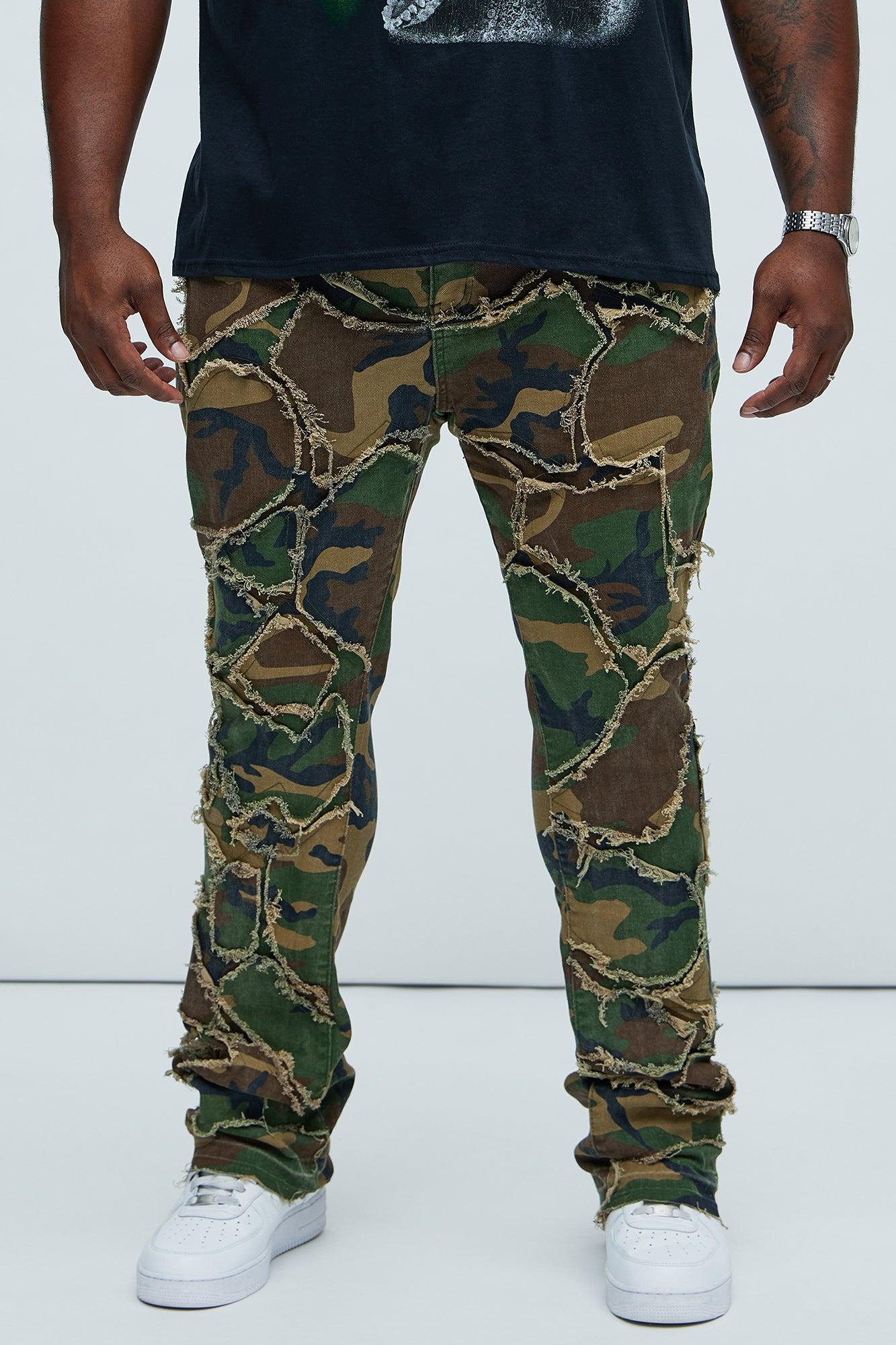 Fray All Ways Stacked Skinny Flare Pants - Camouflage Product Image