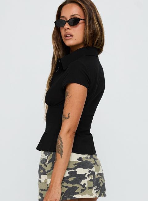 Cottesloe Blouse Top Textured Black Product Image