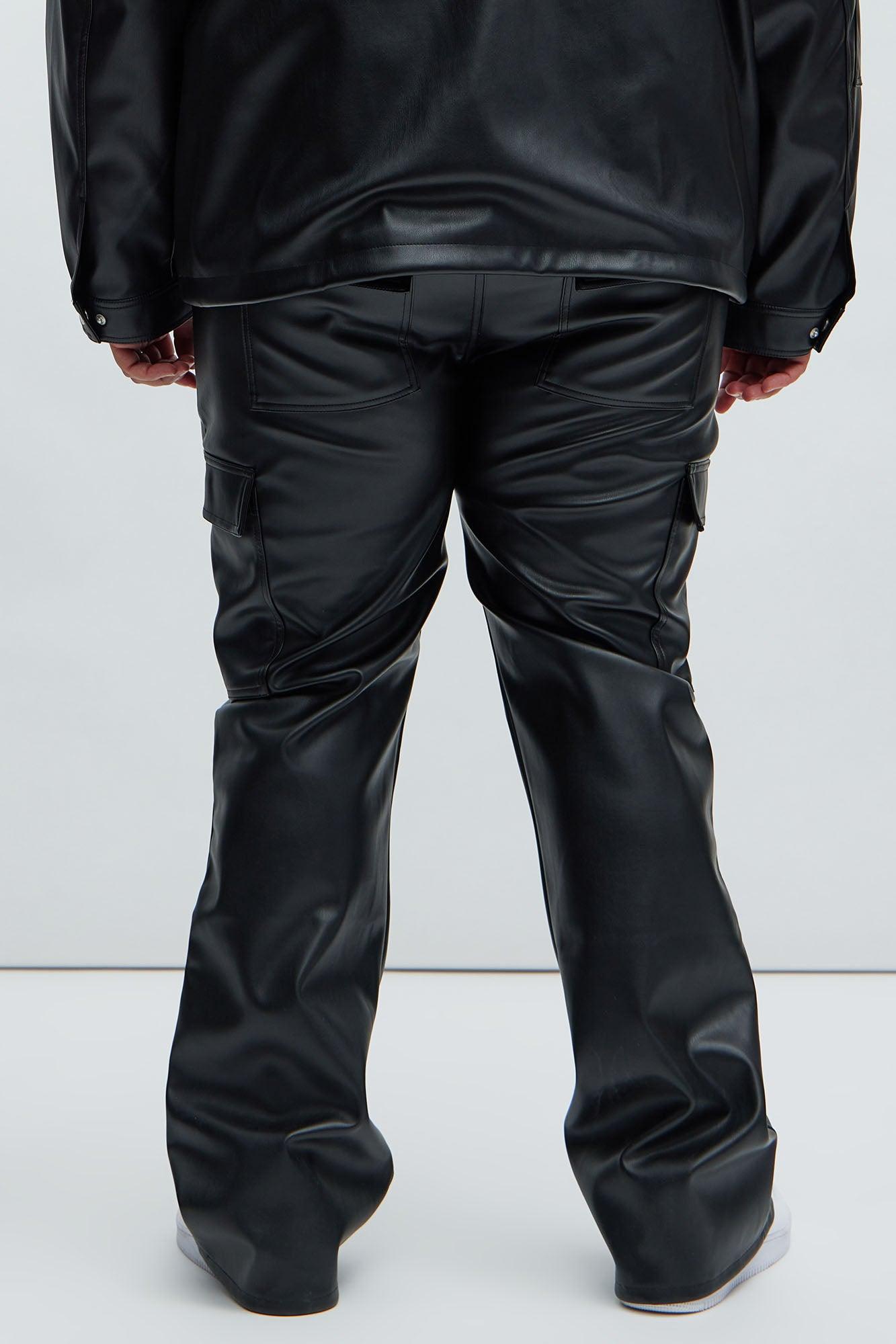 Royce Slim Faux Leather Pants - Black Product Image