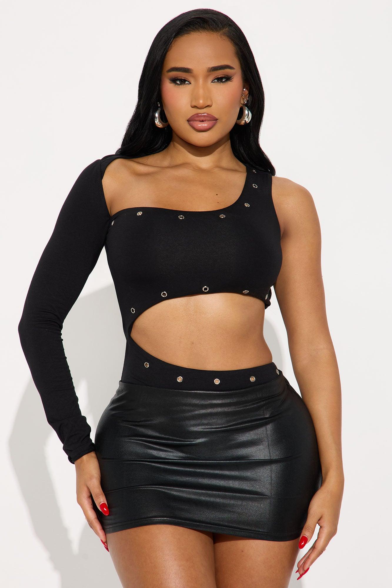 Gigi One Shoulder Bodysuit - Black Female Product Image