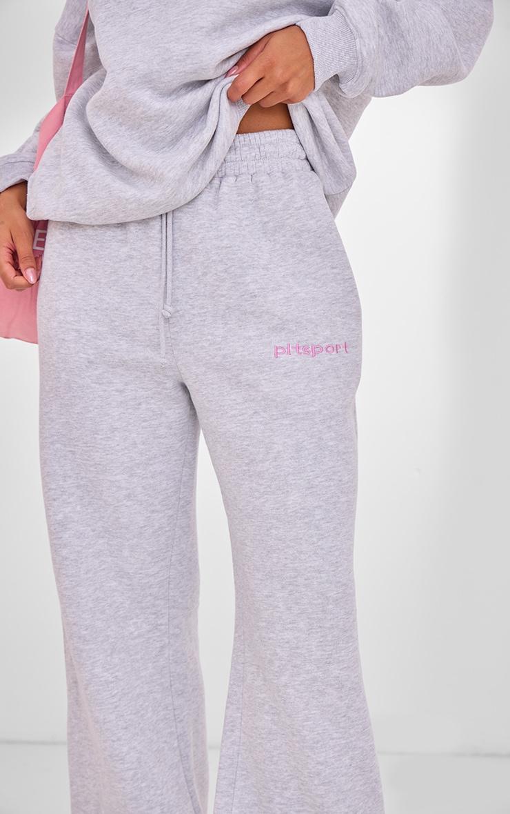 PLT SPORT Ash Grey Embroidered Drawstring Waist Wide Leg Sweatpants Product Image