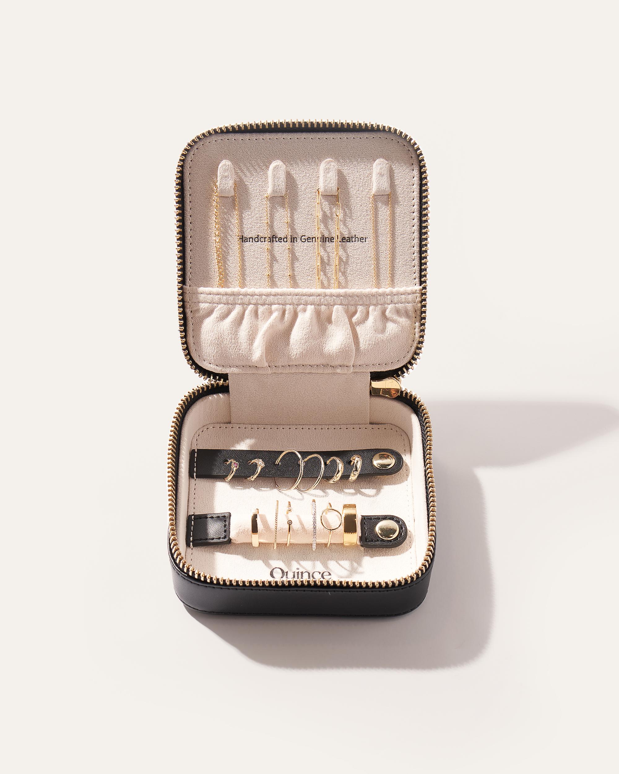 Quince | Women's Leather Jewelry Travel Case in Beige Product Image