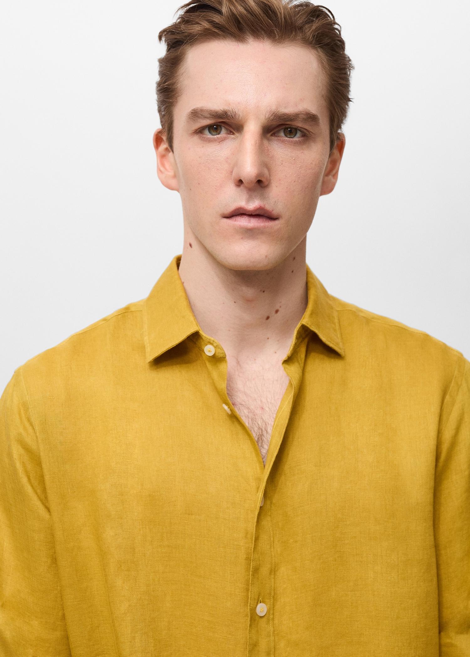 Linen 100% shirt - Men | MANGO USA Product Image