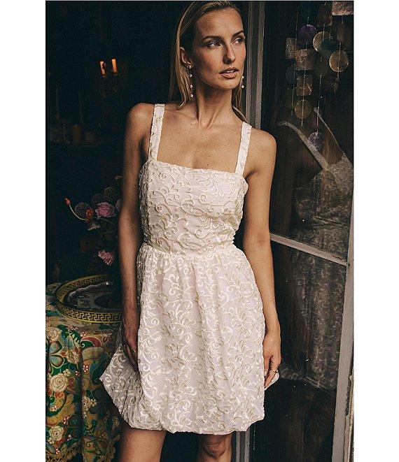 Layered With Love Eloise Soutache Lace Square Neck Sleeveless Bubble Hem Mini Dress Product Image