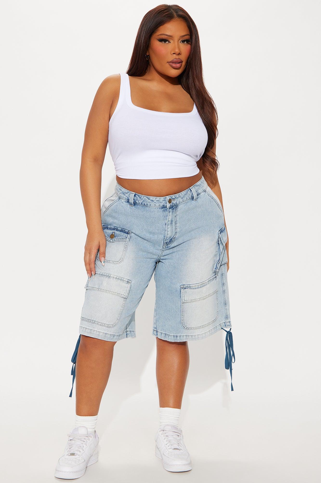 Kent Cargo Denim Shorts - Medium Wash Product Image