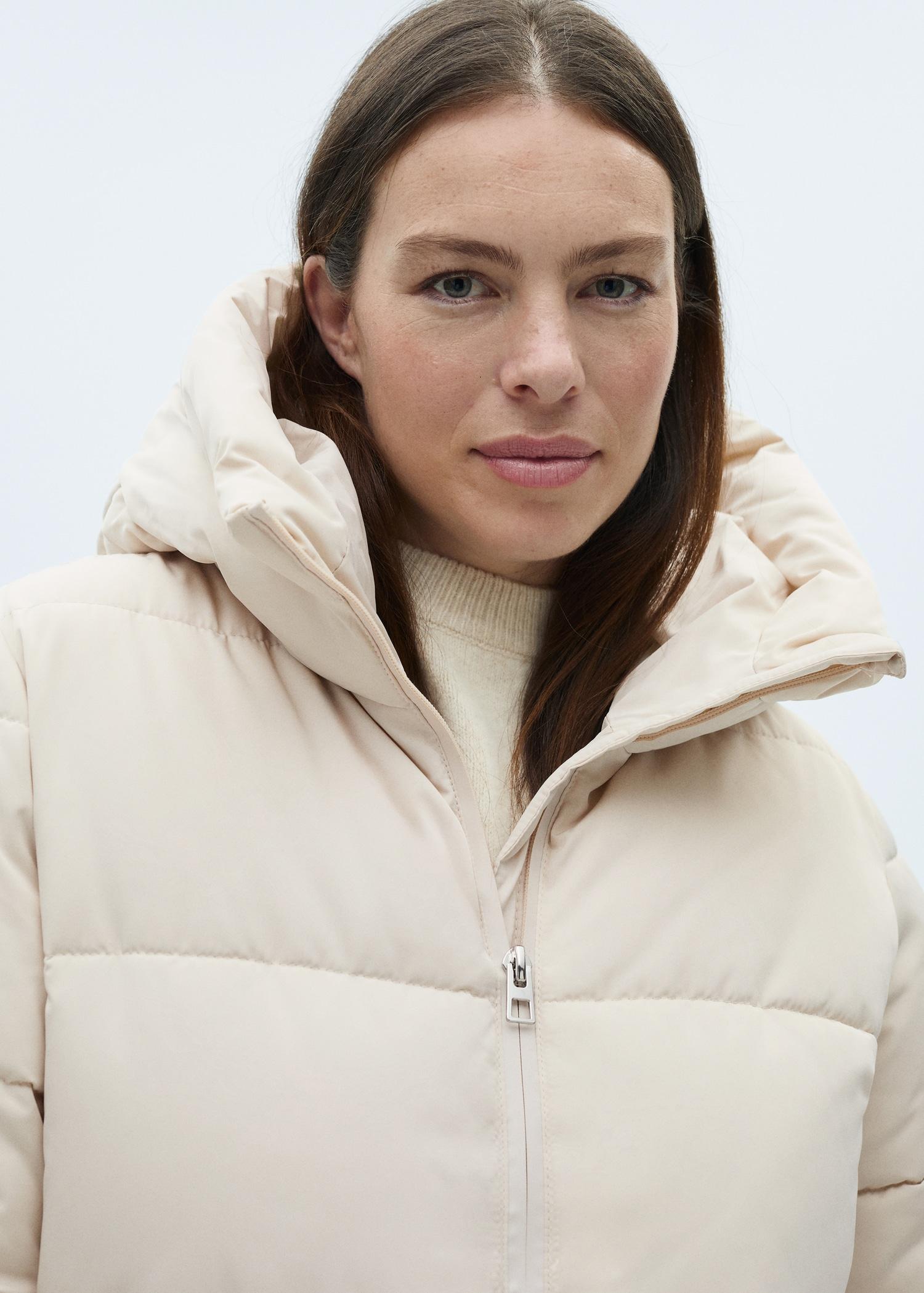 Quilted midi anorak with hood - Women | MANGO USA Product Image