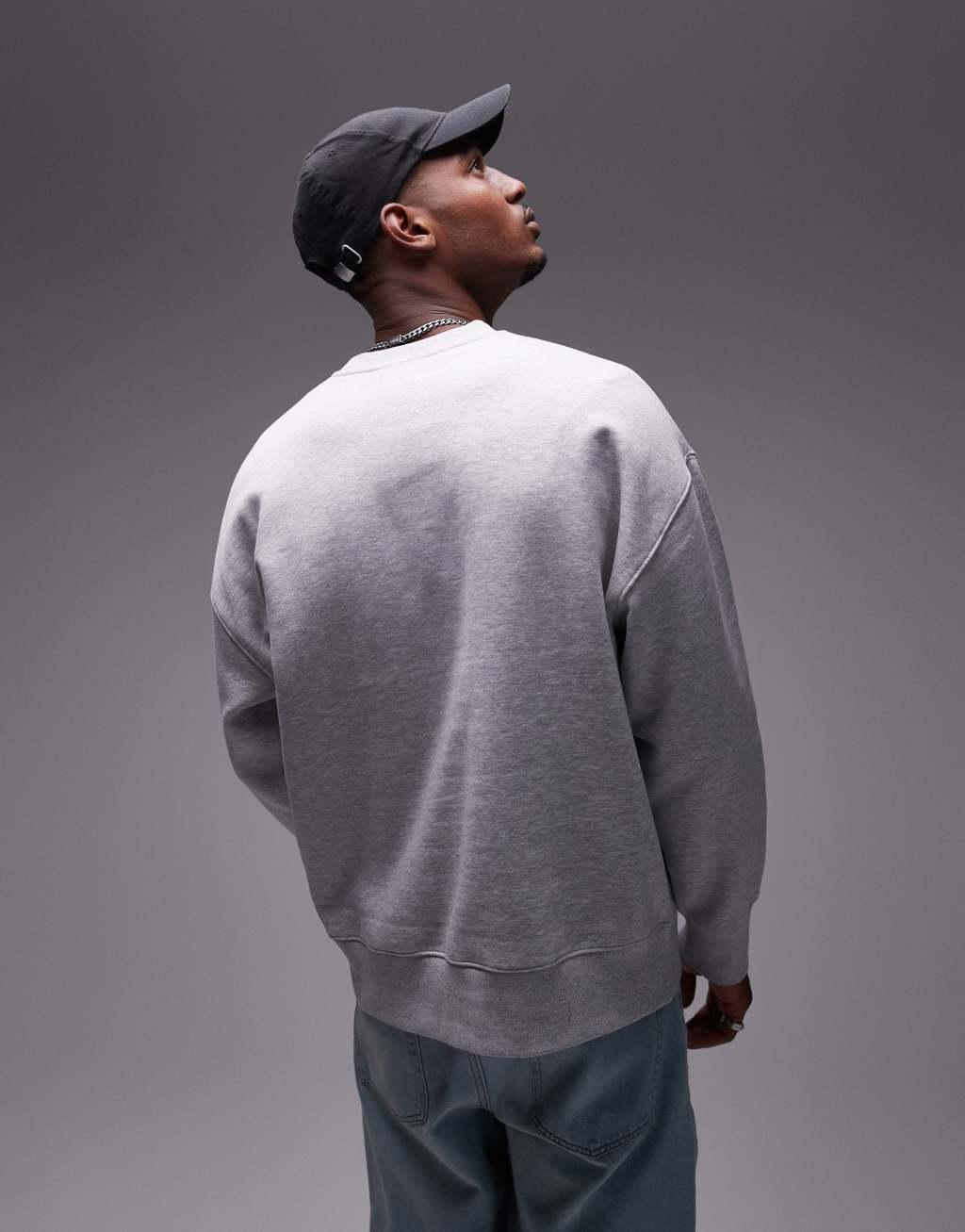 Topman premium heavyweight oversized sweatshirt in gray heather Product Image