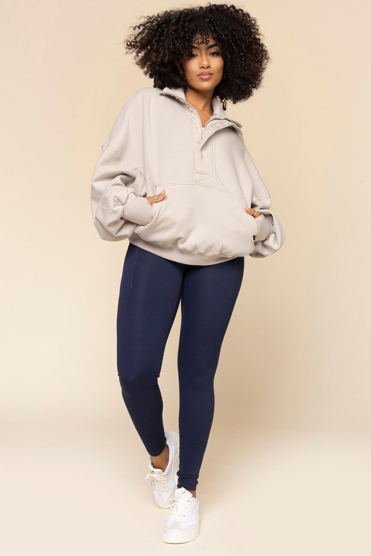 Ooey Gooey Half Zip Sweater - Silver Birch Product Image